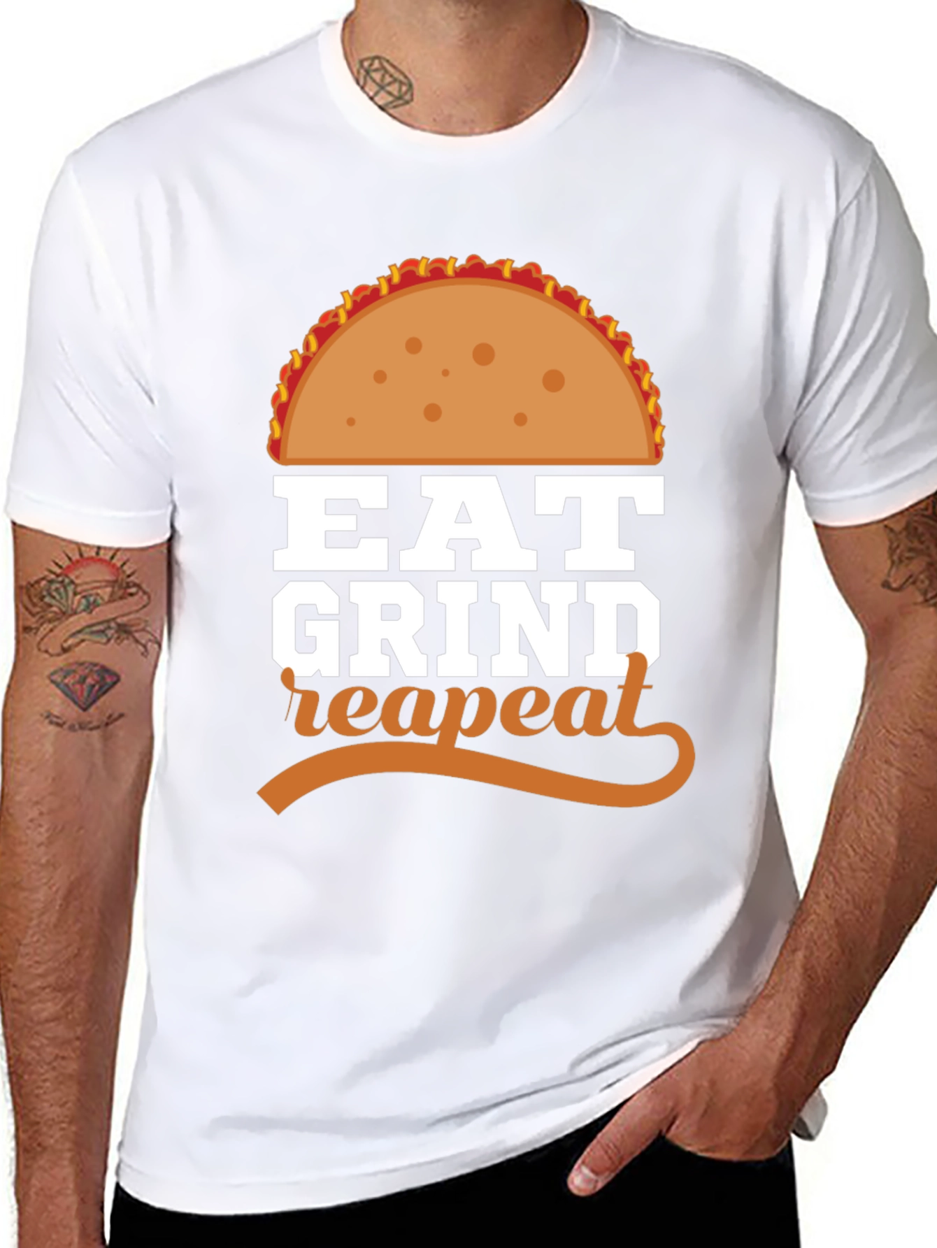 Eat Grind Repeat Taco Graphic T-Shirt