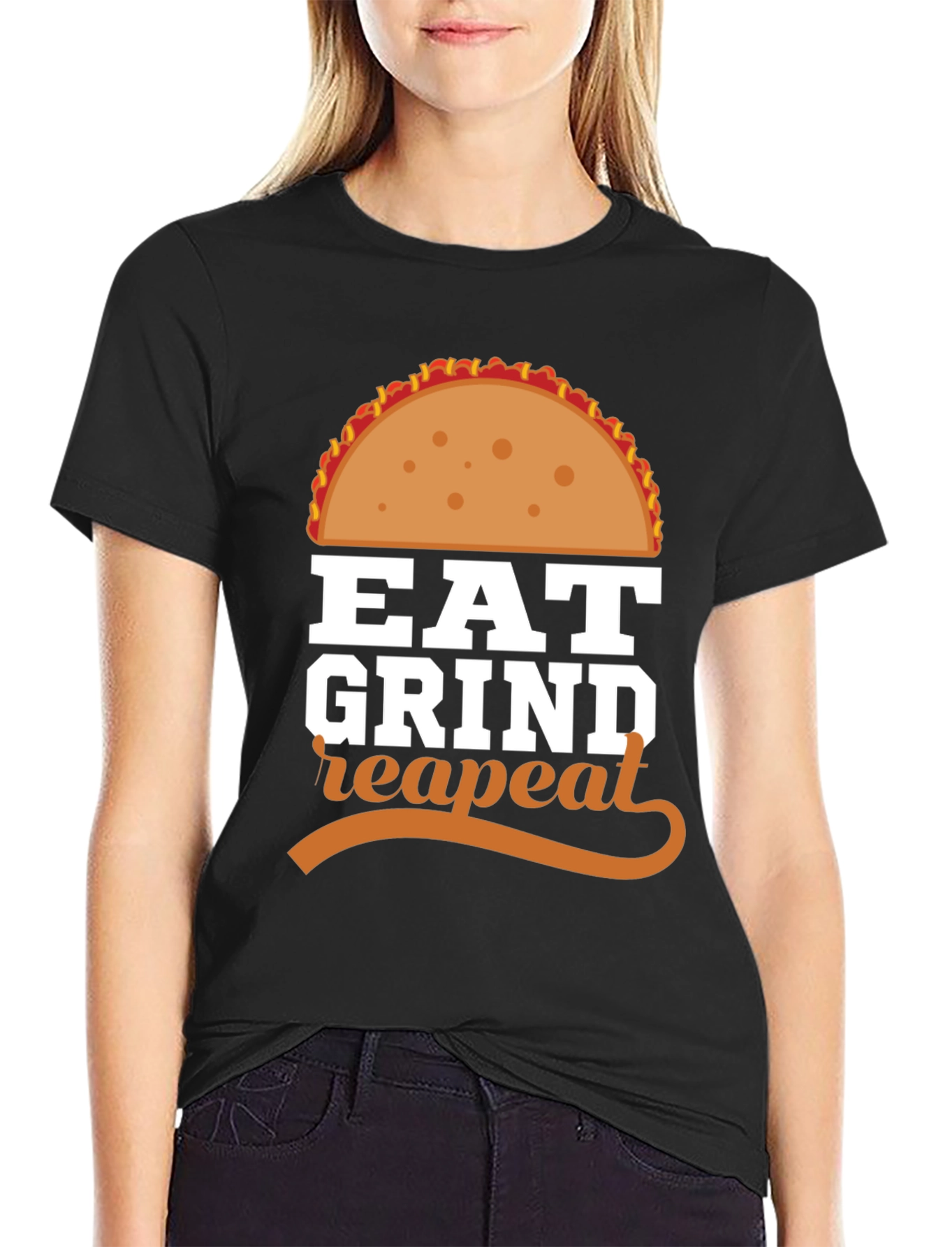 Eat Grind Repeat Taco Graphic T-Shirt