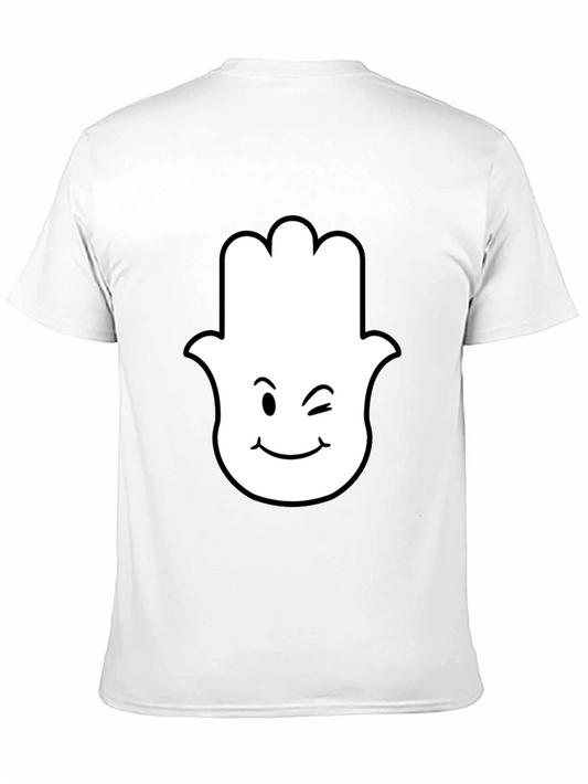 Hamsa Hand Wink Emoji Black T-Shirt