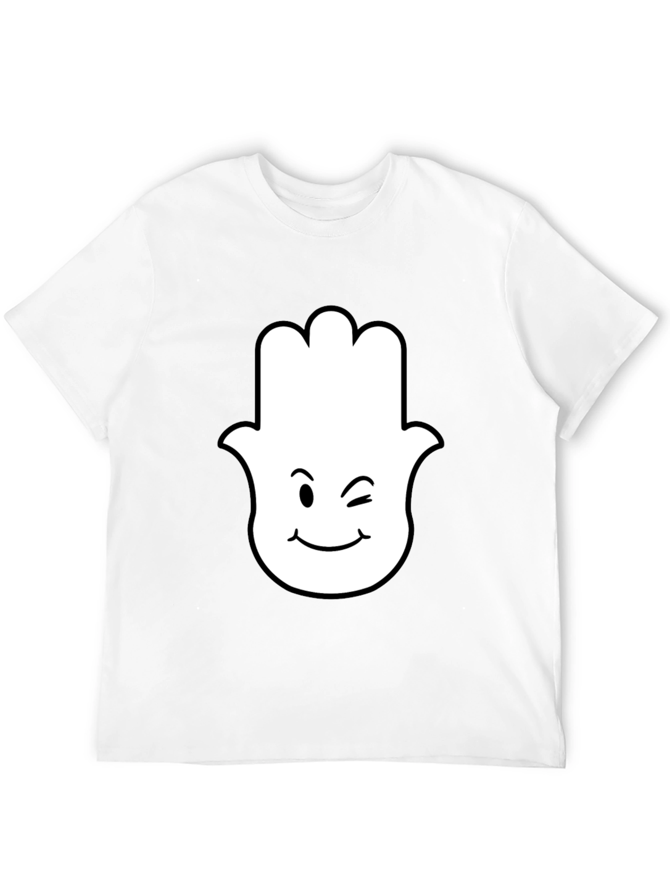 Hamsa Hand Wink Emoji Black T-Shirt