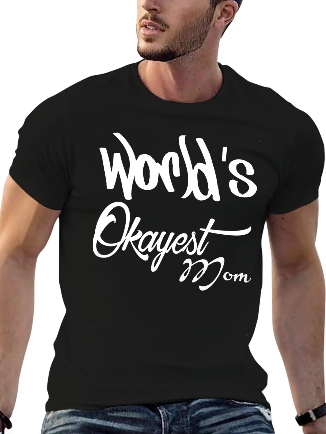 Worlds Okayest Mom Graphic Tee - Black