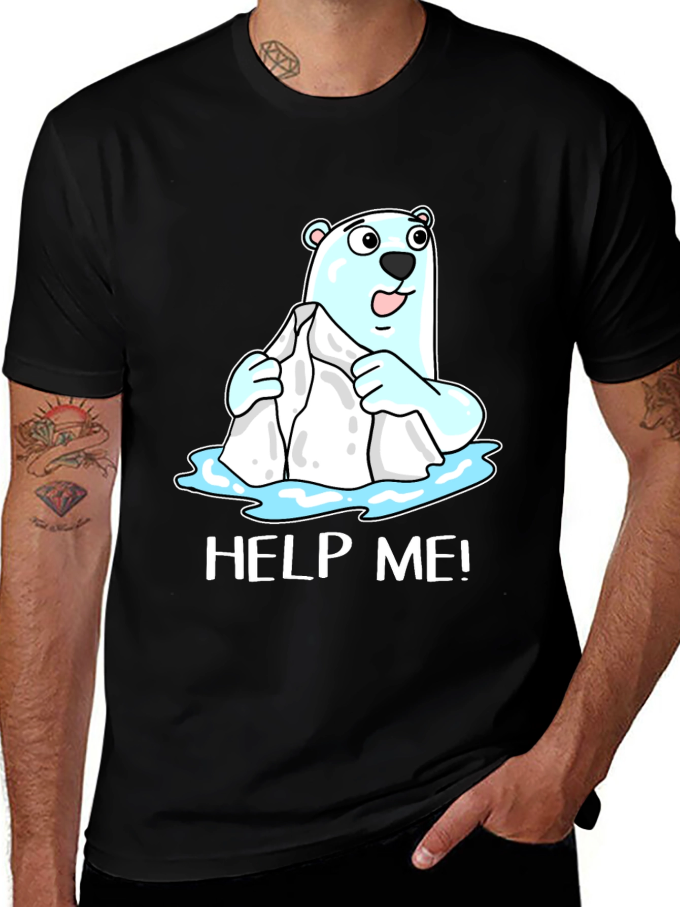 Help Me Polar Bear Graphic T-Shirt