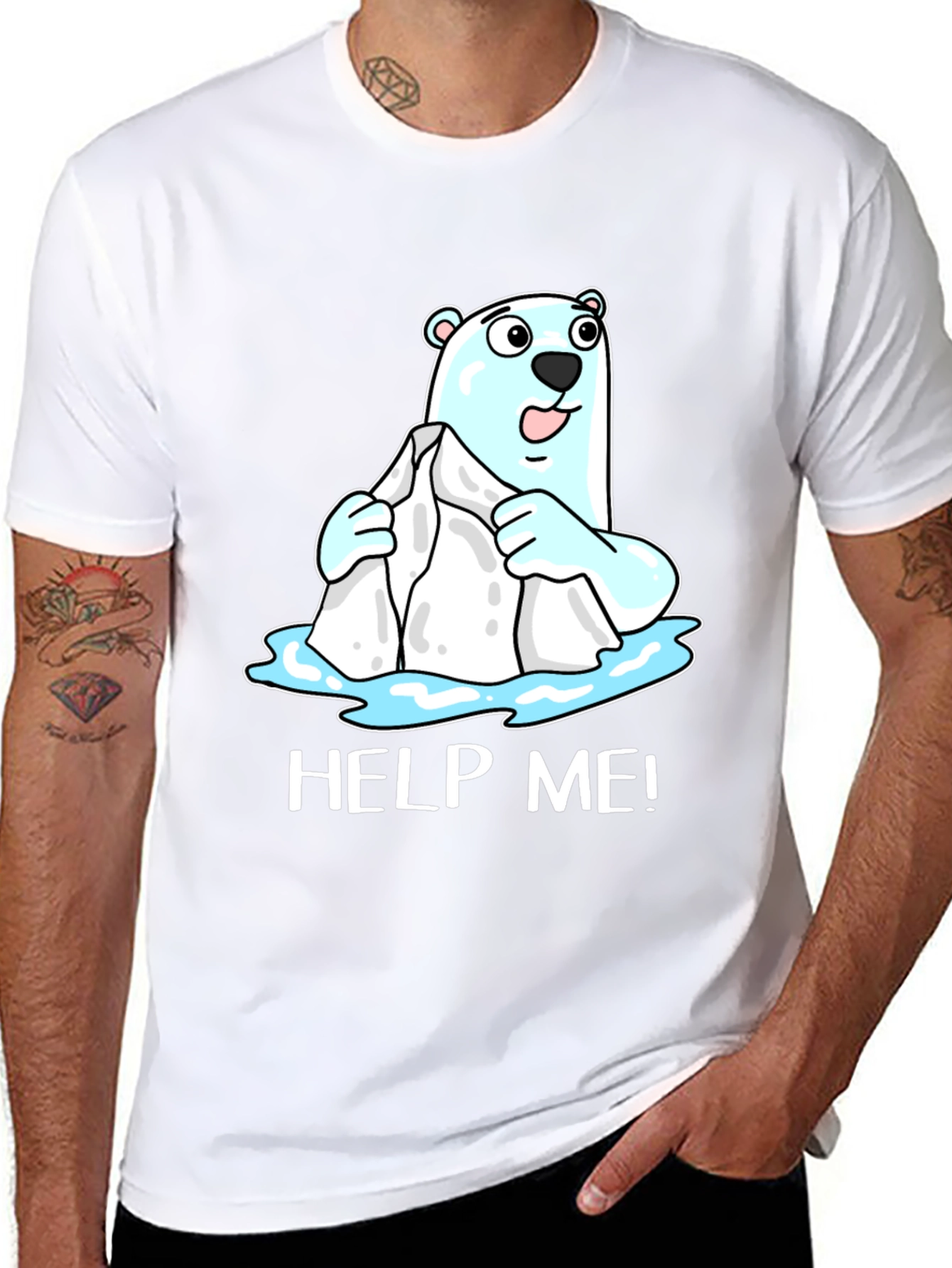 Help Me Polar Bear Graphic T-Shirt