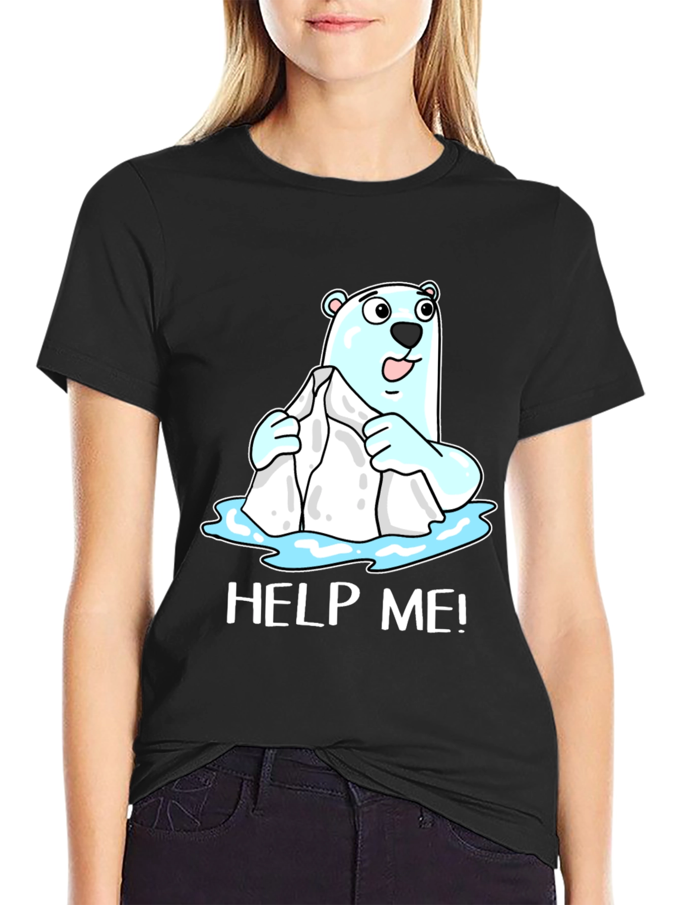 Help Me Polar Bear Graphic T-Shirt