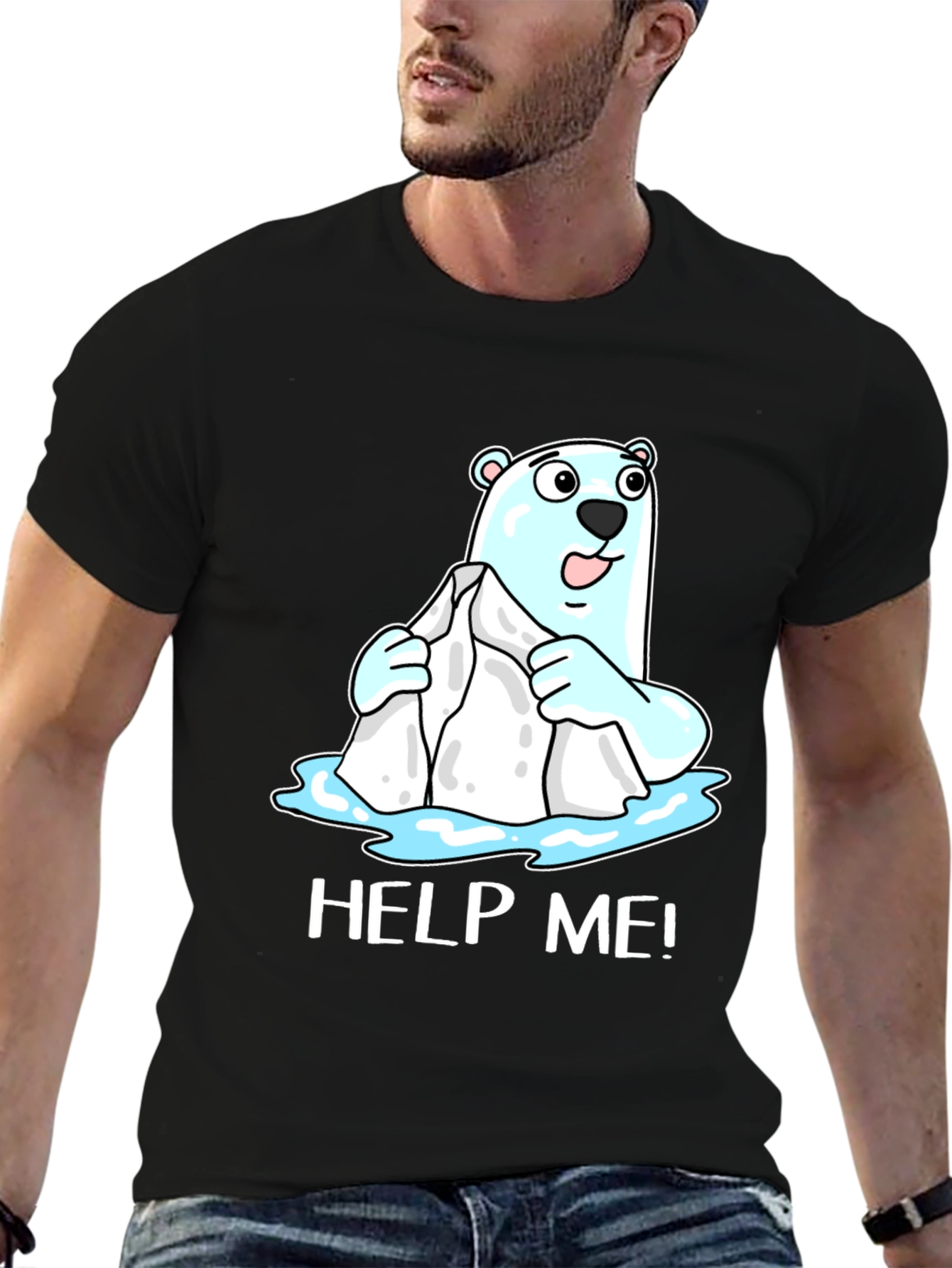 Help Me Polar Bear Graphic T-Shirt