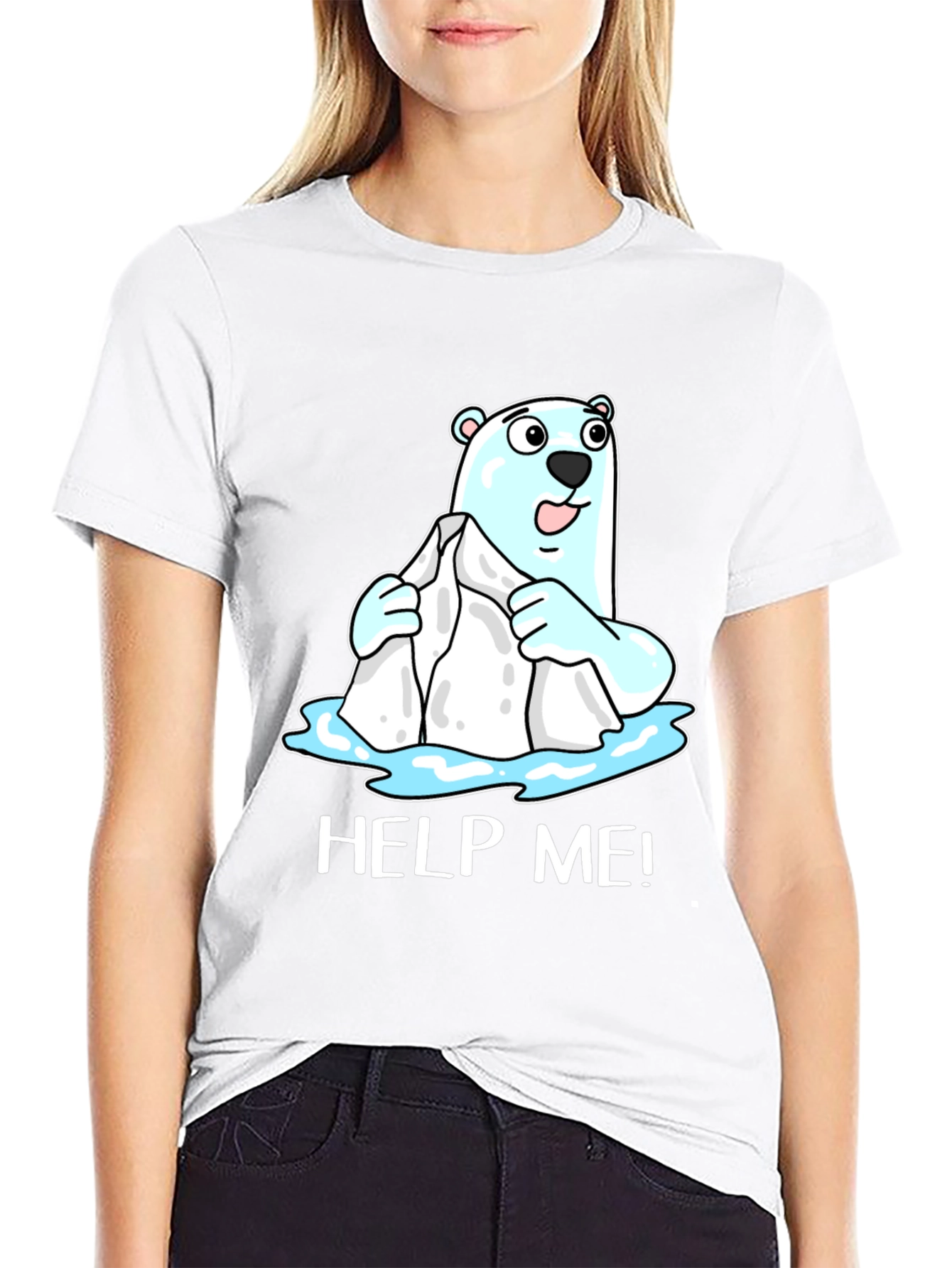 Help Me Polar Bear Graphic T-Shirt