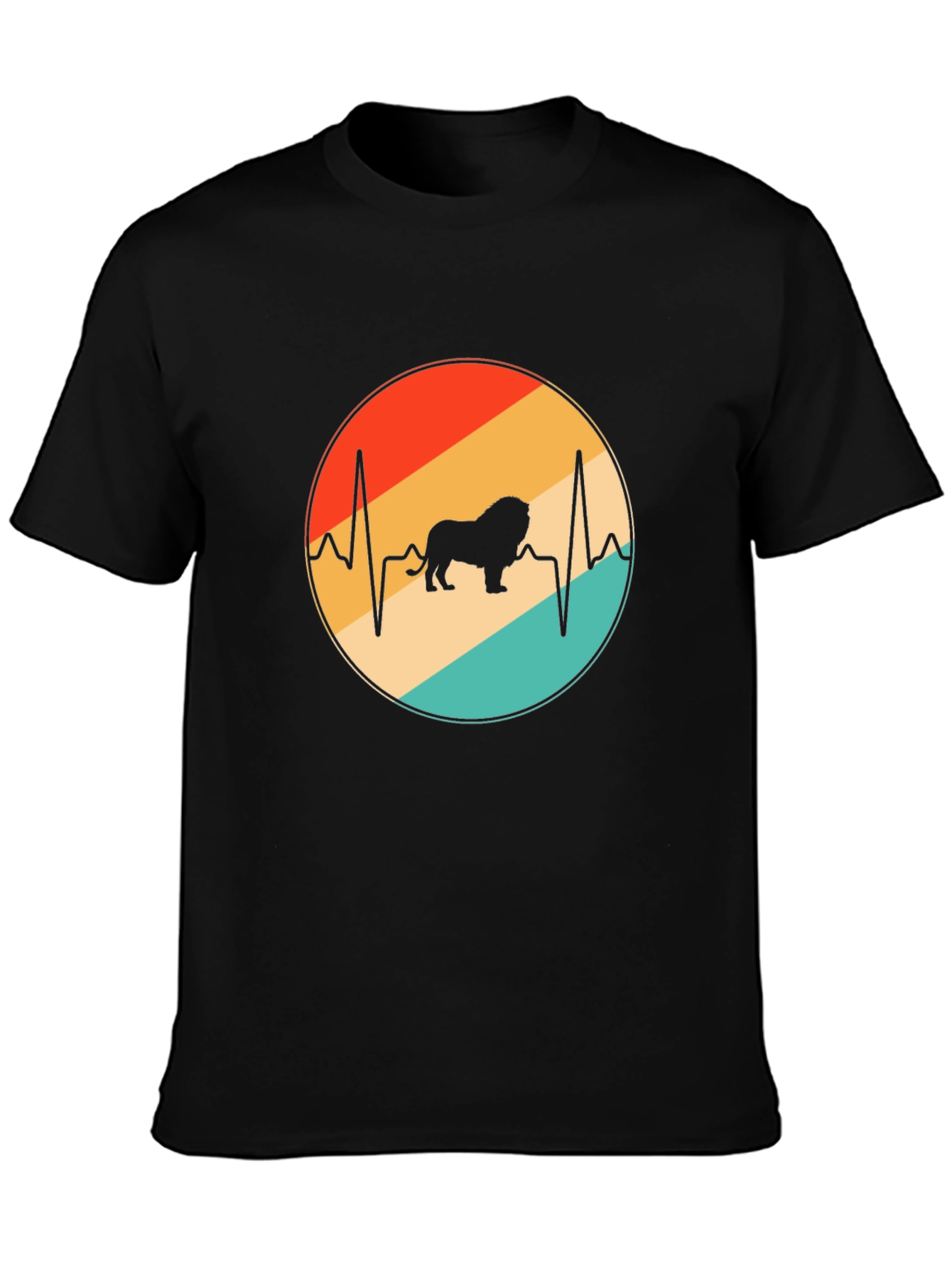Lion Heartbeat Graphic Tee - Black
