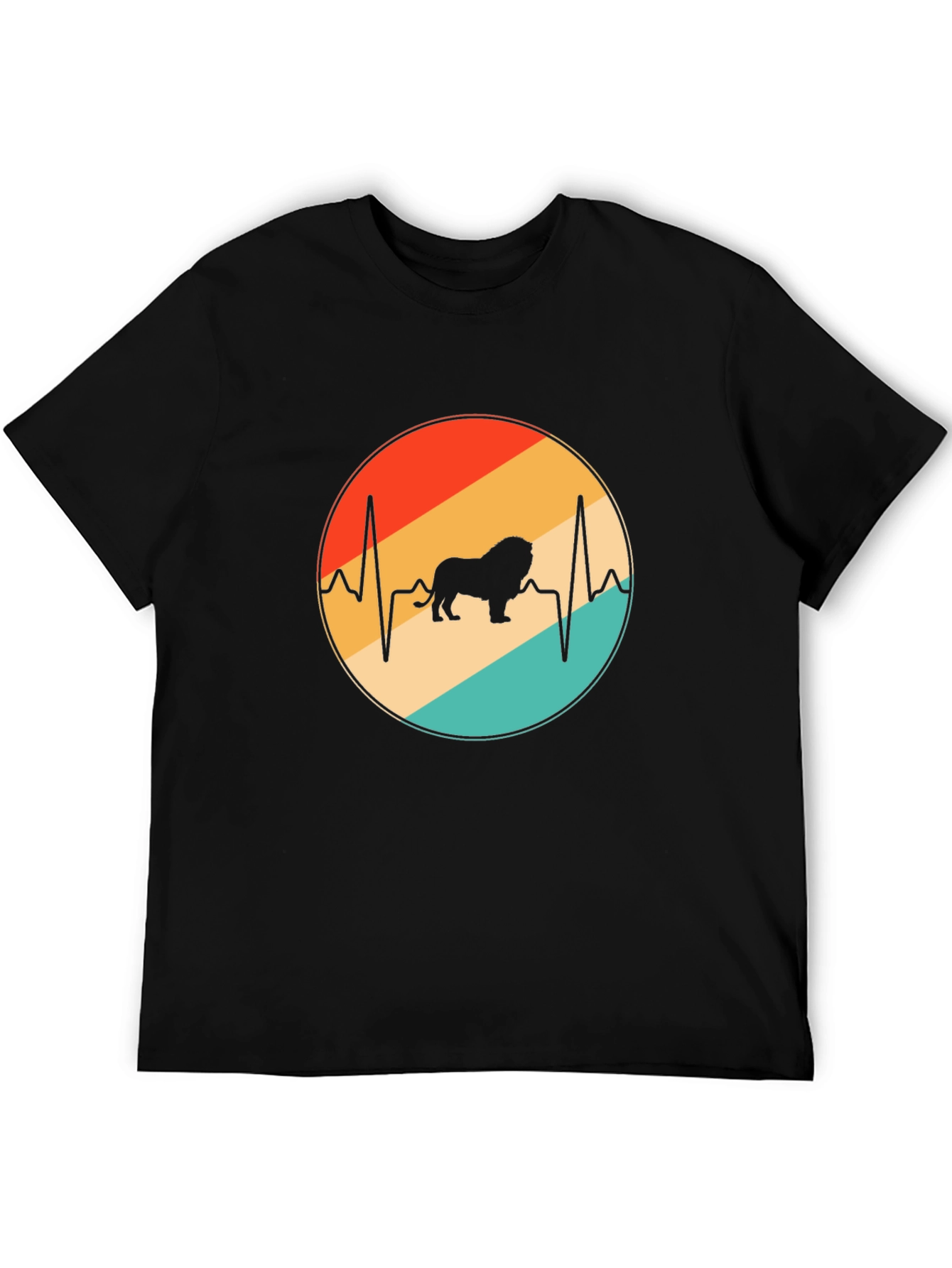 Lion Heartbeat Graphic Tee - Black