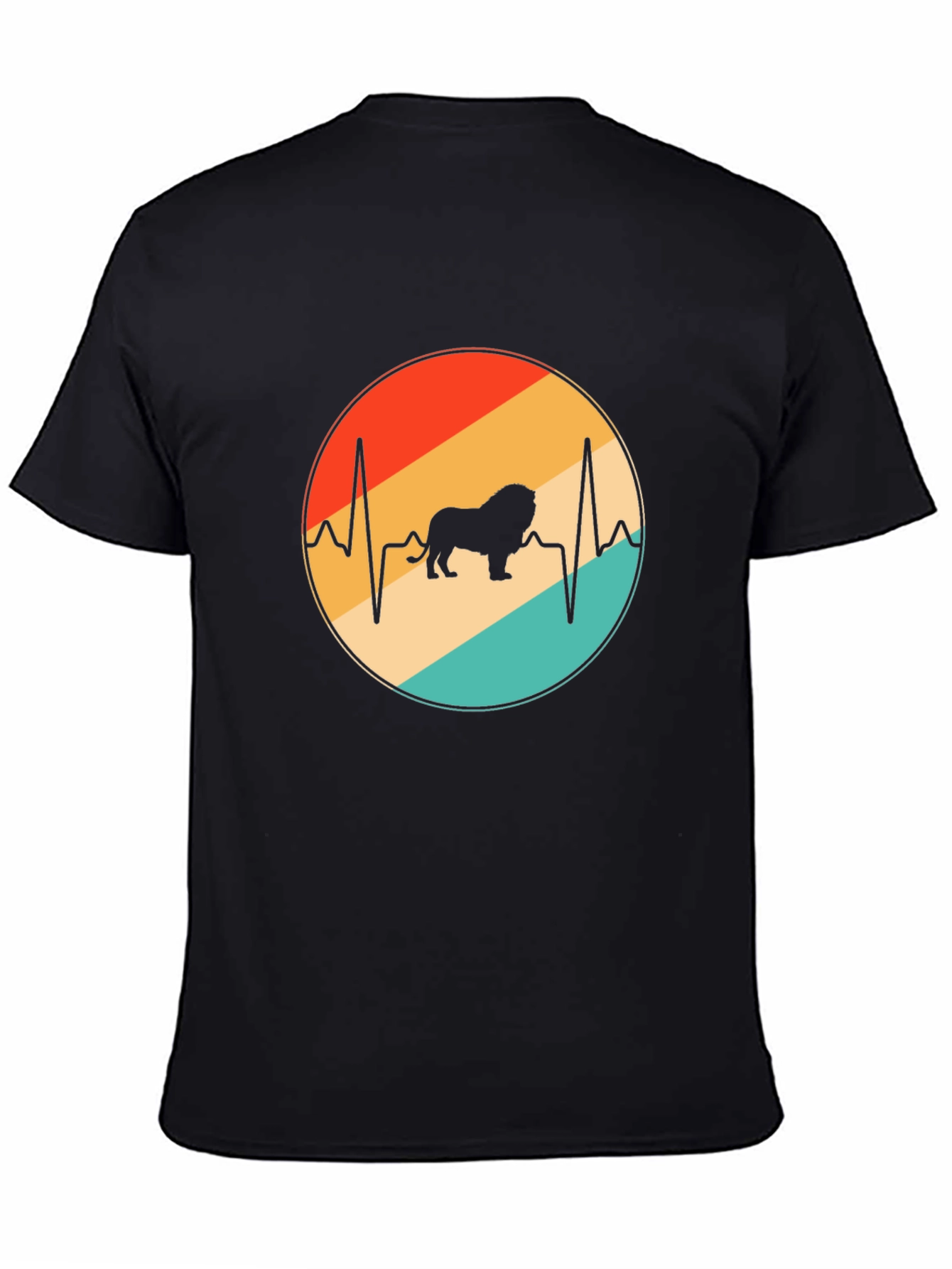 Lion Heartbeat Graphic Tee - Black