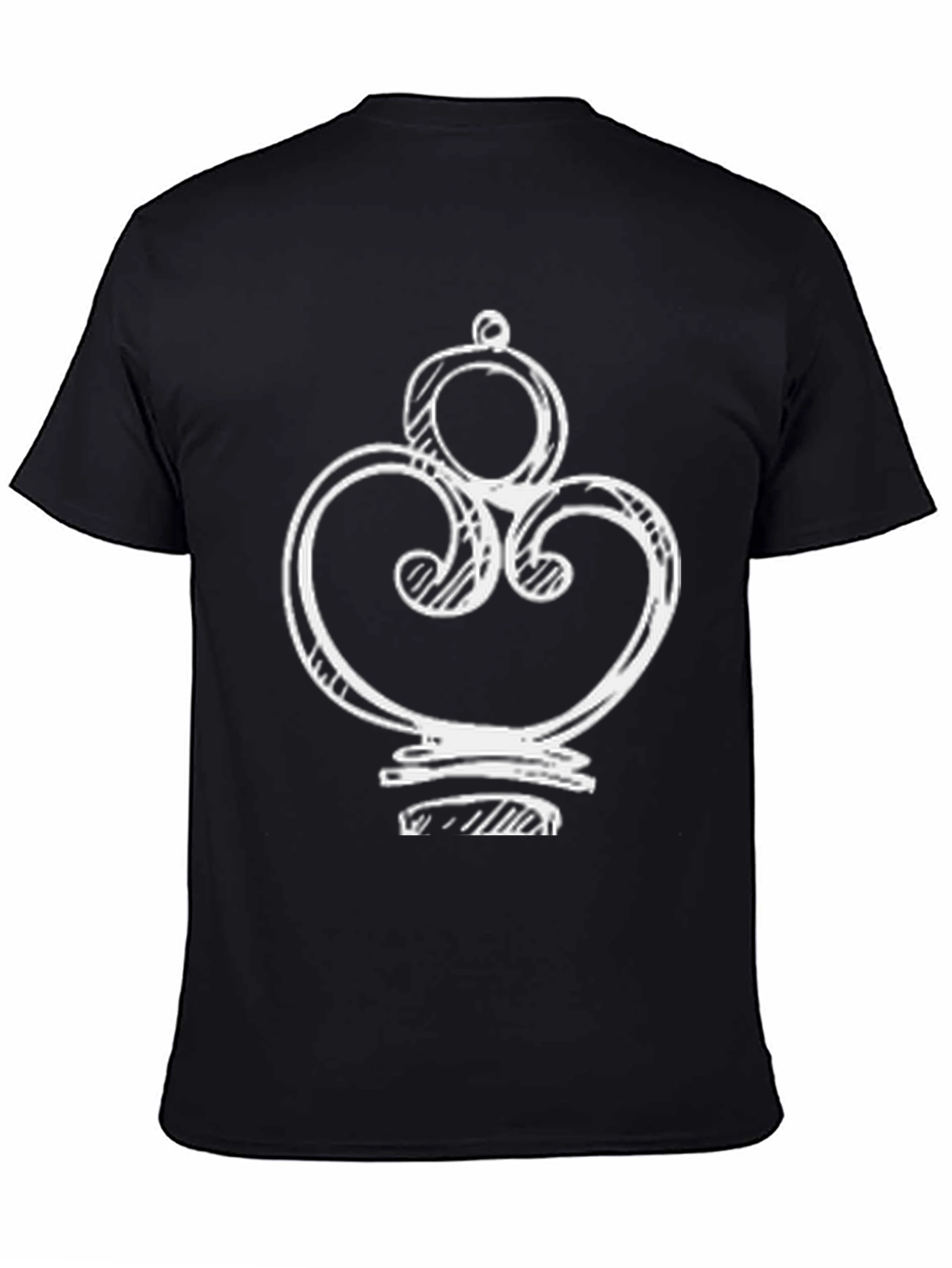 Ornate White Design on Black T-Shirt