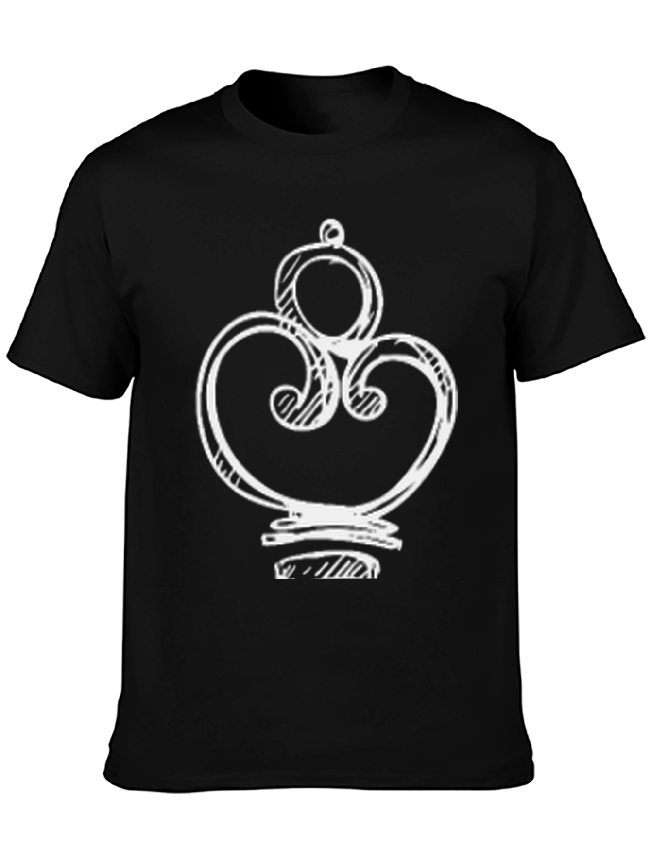 Ornate White Design on Black T-Shirt