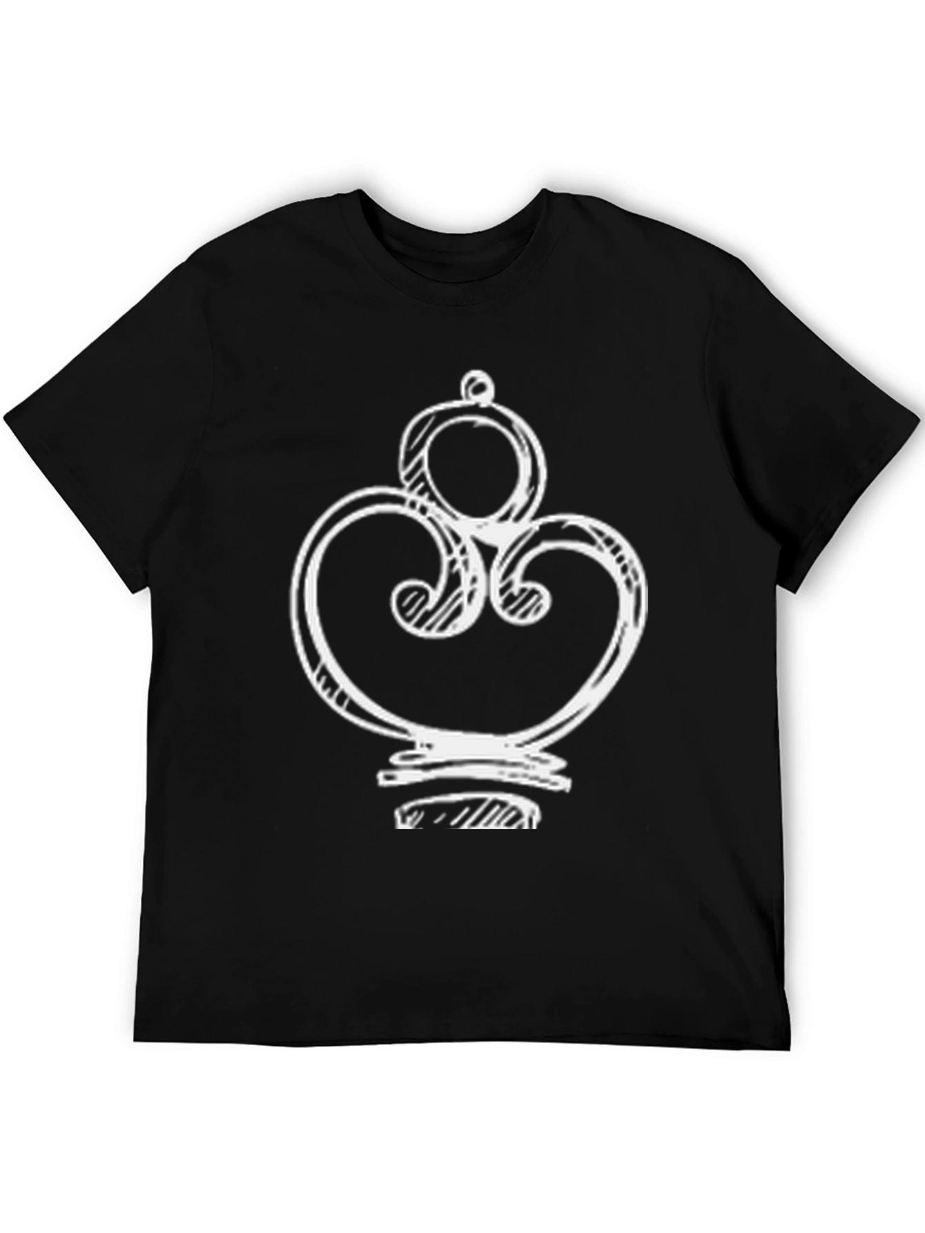 Ornate White Design on Black T-Shirt