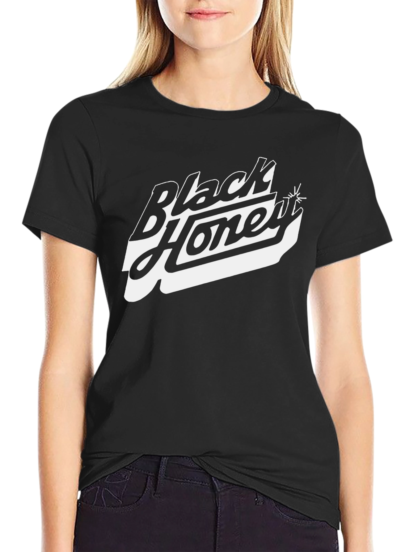 Black Honey Graphic Tee - Classic Black Cotton T-Shirt