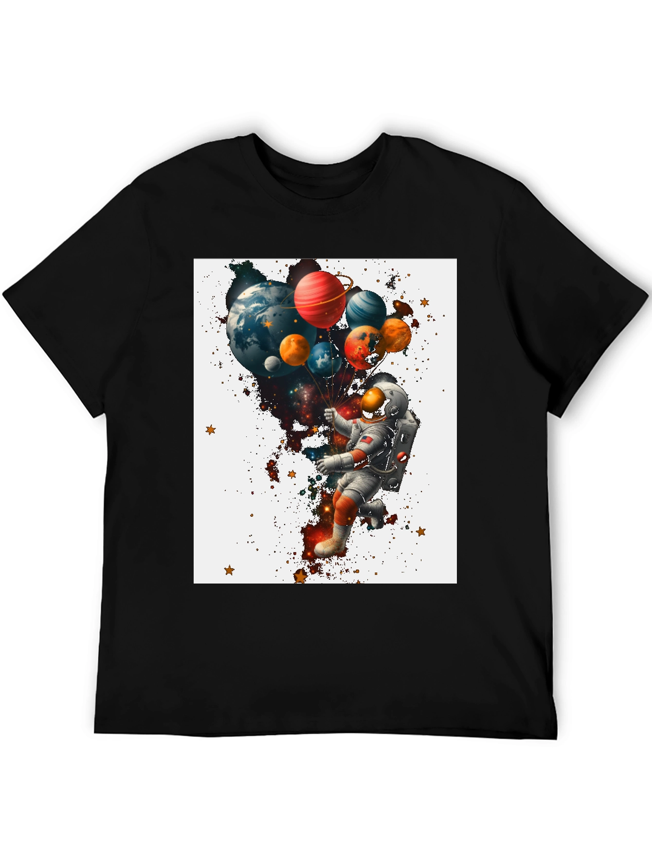 Astronaut Planet Balloons Graphic T-Shirt