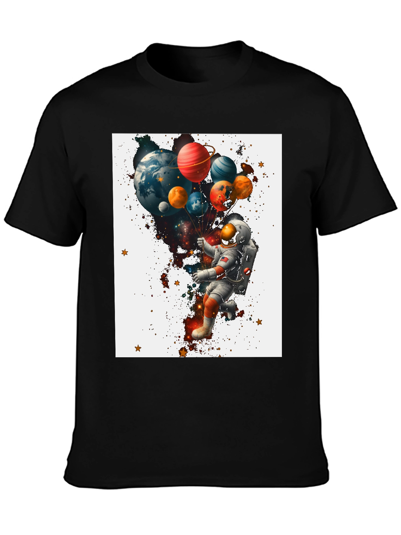 Astronaut Planet Balloons Graphic T-Shirt