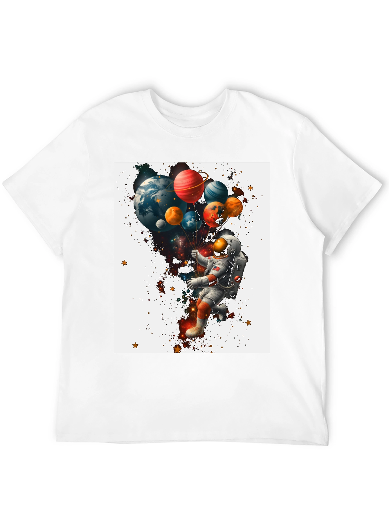 Astronaut Planet Balloons Graphic T-Shirt