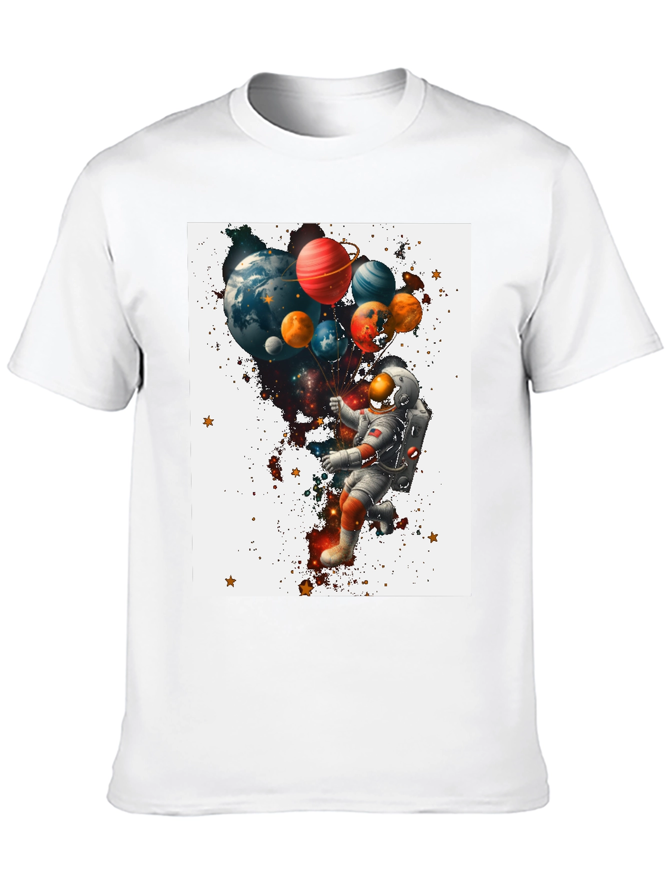 Astronaut Planet Balloons Graphic T-Shirt