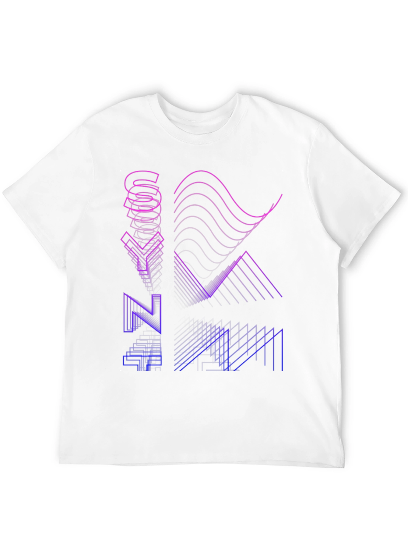 Synthwave Style Black T-Shirt with Geometric Graphic