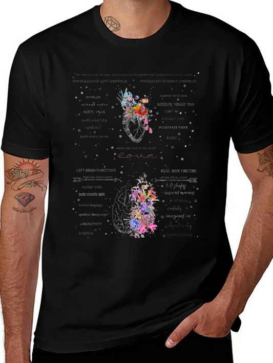 Floral Heart Anatomy T-Shirt - Unique Medical Graphic Tee