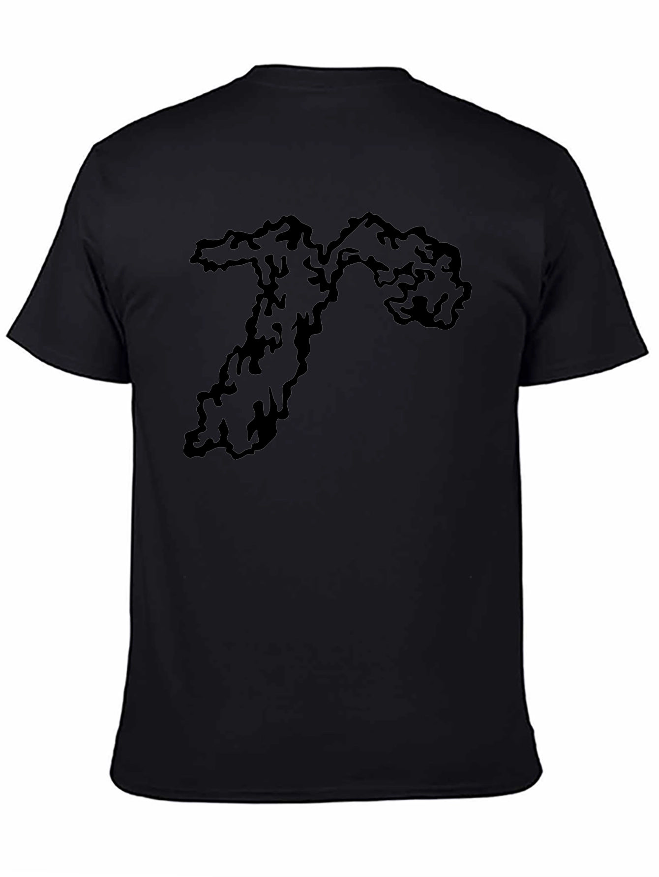 Mens Black Tee with Abstract Graphic Print