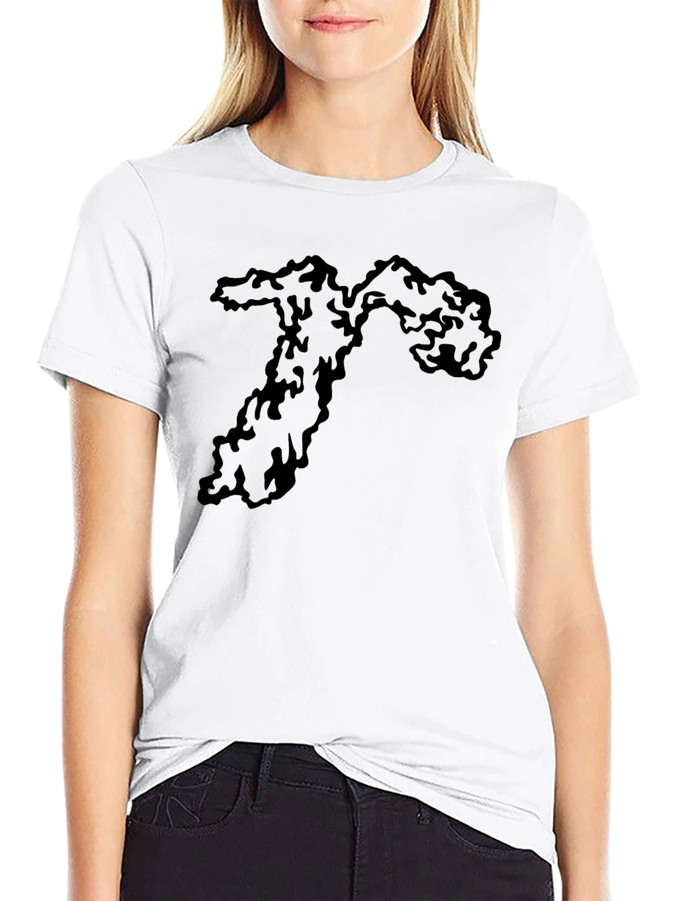 Mens Black Tee with Abstract Graphic Print