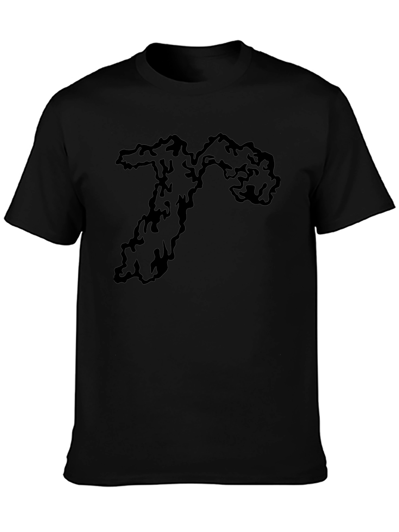 Mens Black Tee with Abstract Graphic Print