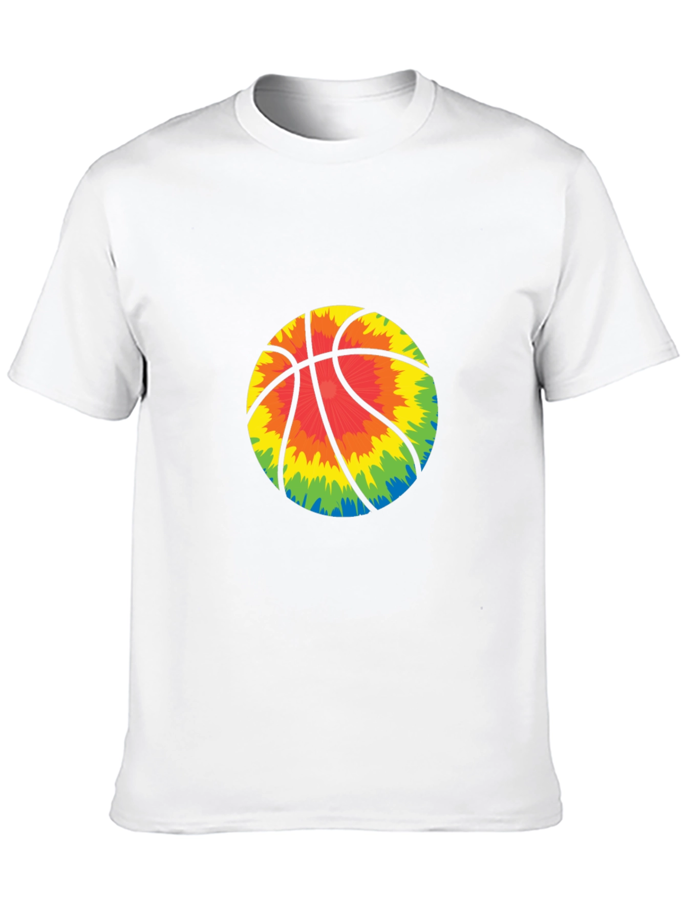 Tie-Dye Basketball Graphic Tee - Black Cotton Blend