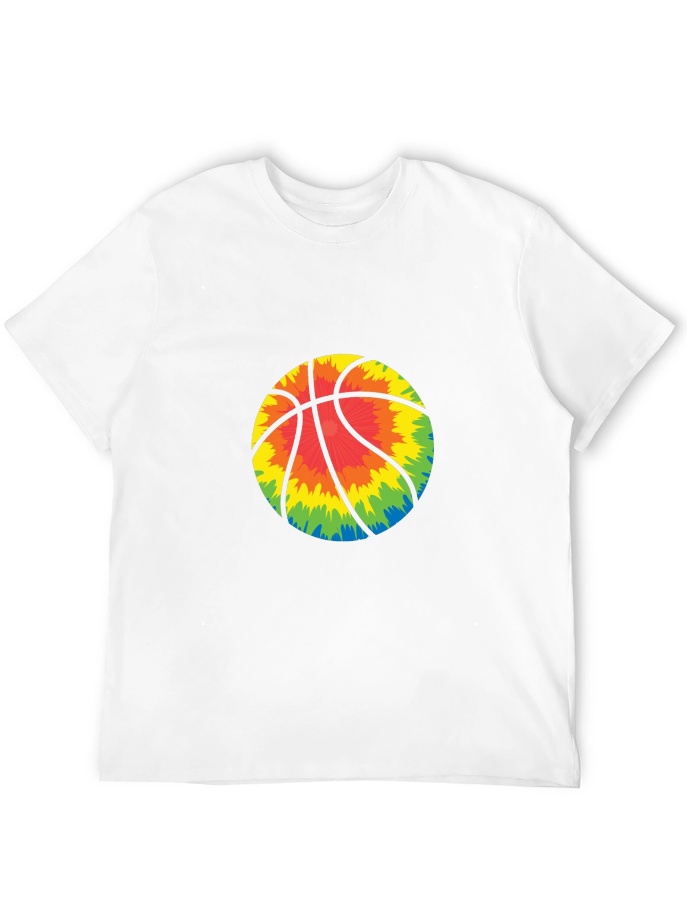 Tie-Dye Basketball Graphic Tee - Black Cotton Blend