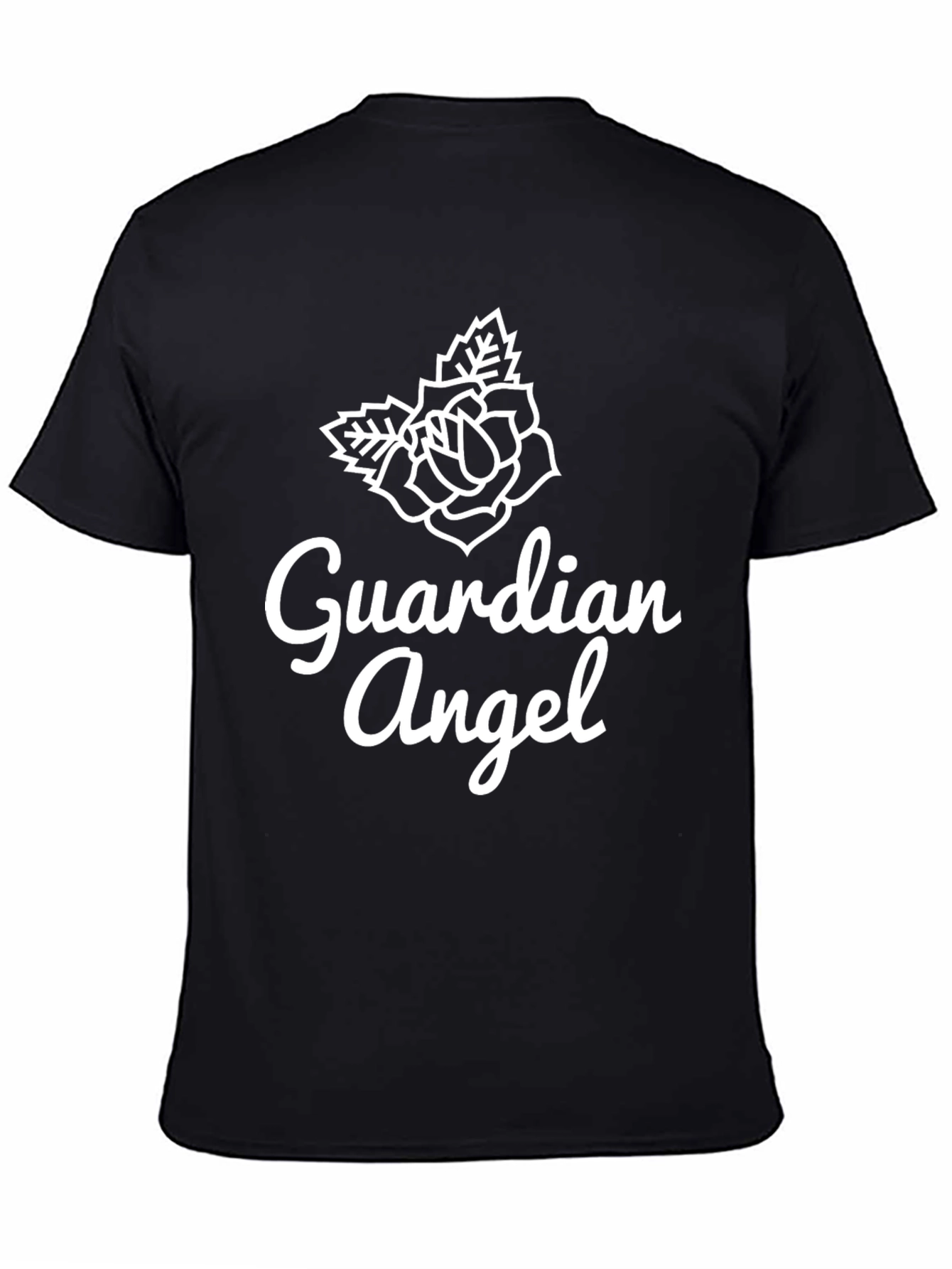 Guardian Angel Rose Graphic T-Shirt - Stylish Black Tee