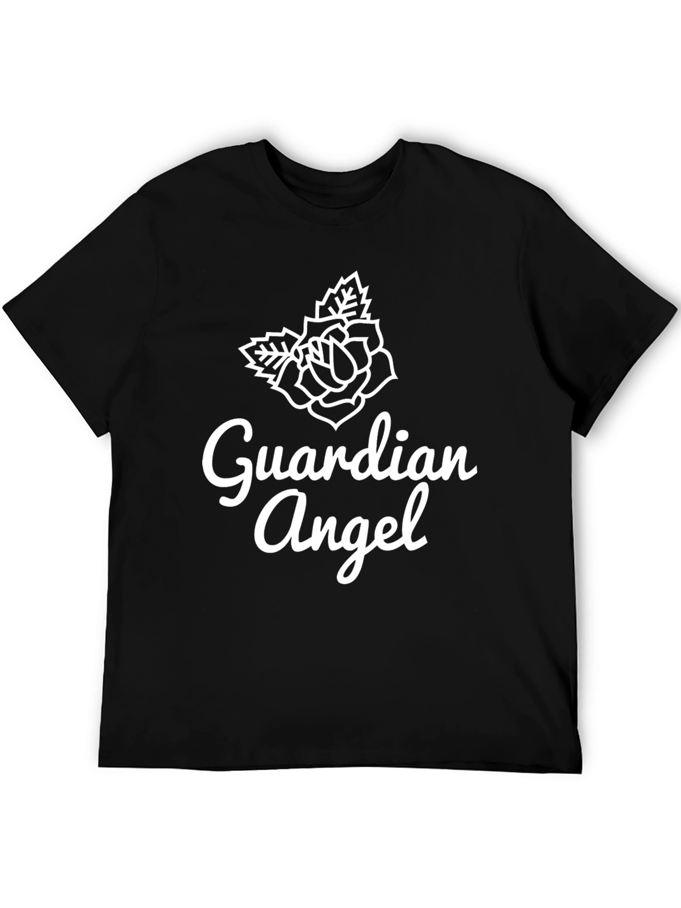 Guardian Angel Rose Graphic T-Shirt - Stylish Black Tee