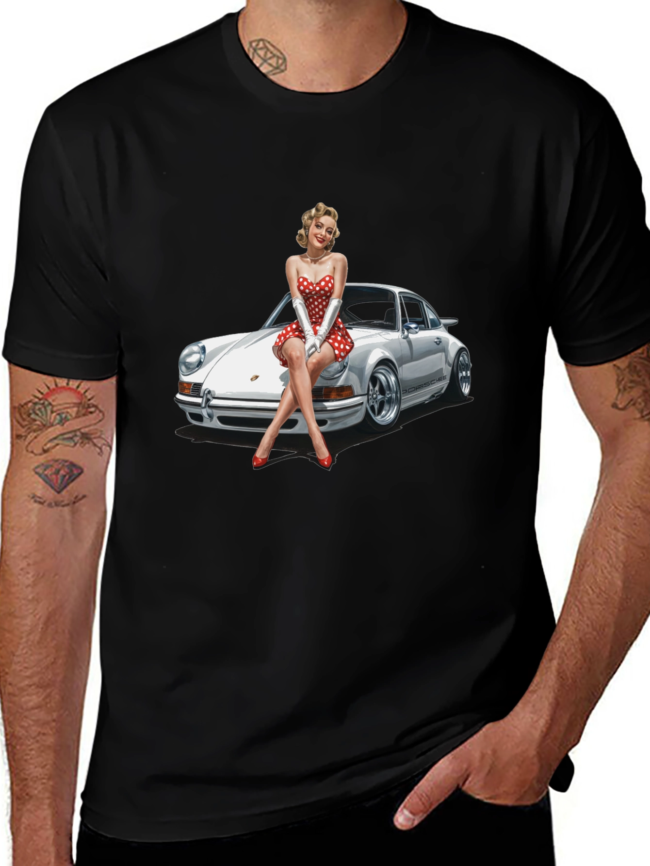 Retro Porsche Pin-Up T-Shirt - Classic Car Style