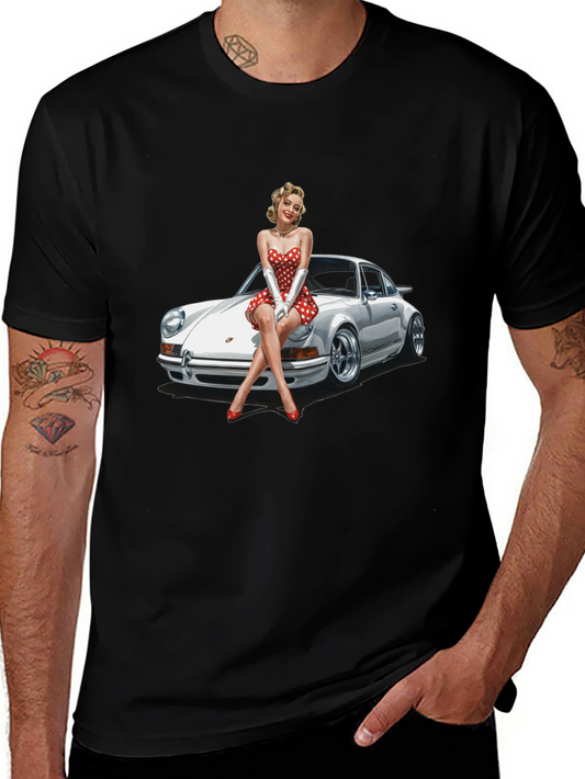 Retro Porsche Pin-Up T-Shirt - Classic Car Style