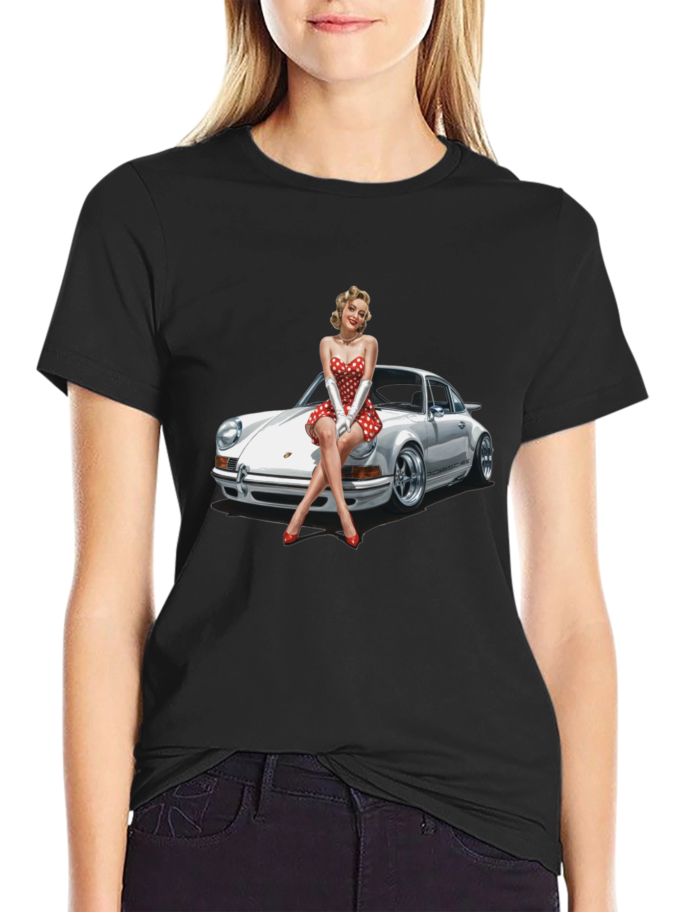 Retro Porsche Pin-Up T-Shirt - Classic Car Style