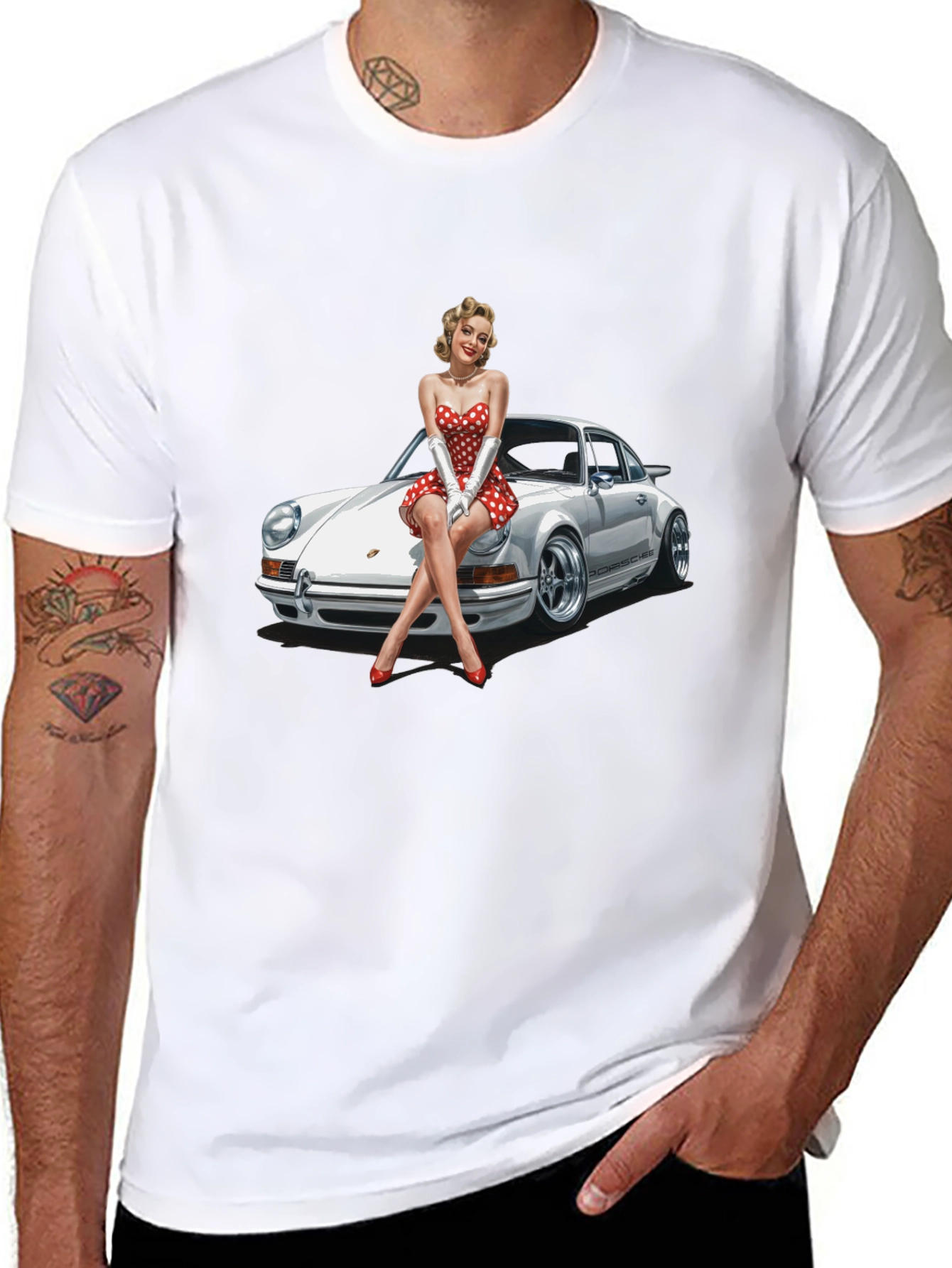 Retro Porsche Pin-Up T-Shirt - Classic Car Style