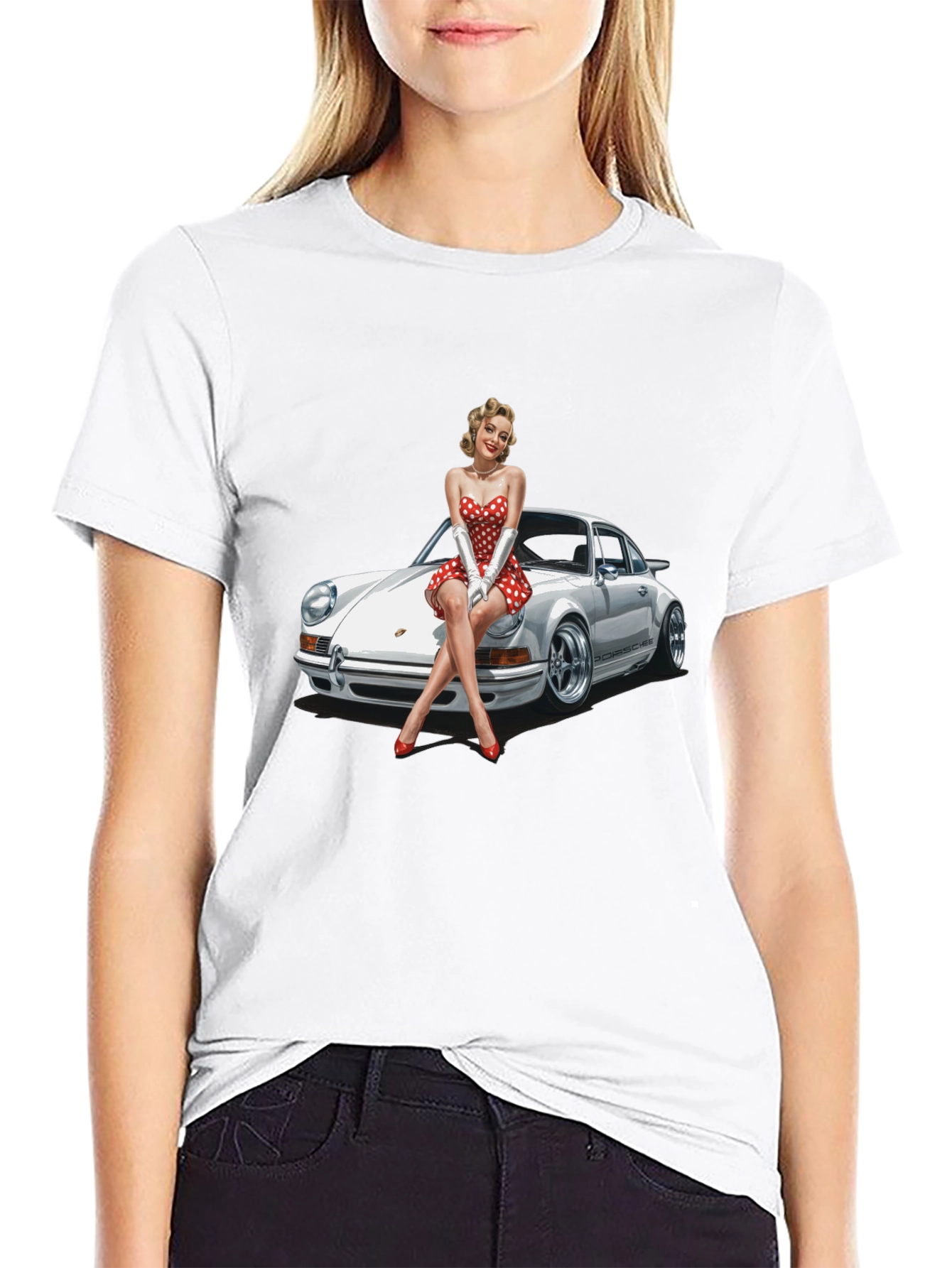 Retro Porsche Pin-Up T-Shirt - Classic Car Style