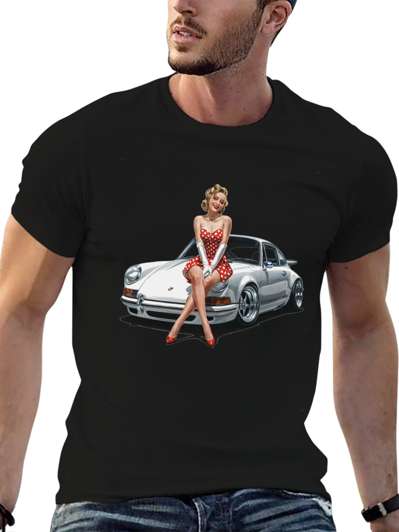 Retro Porsche Pin-Up T-Shirt - Classic Car Style