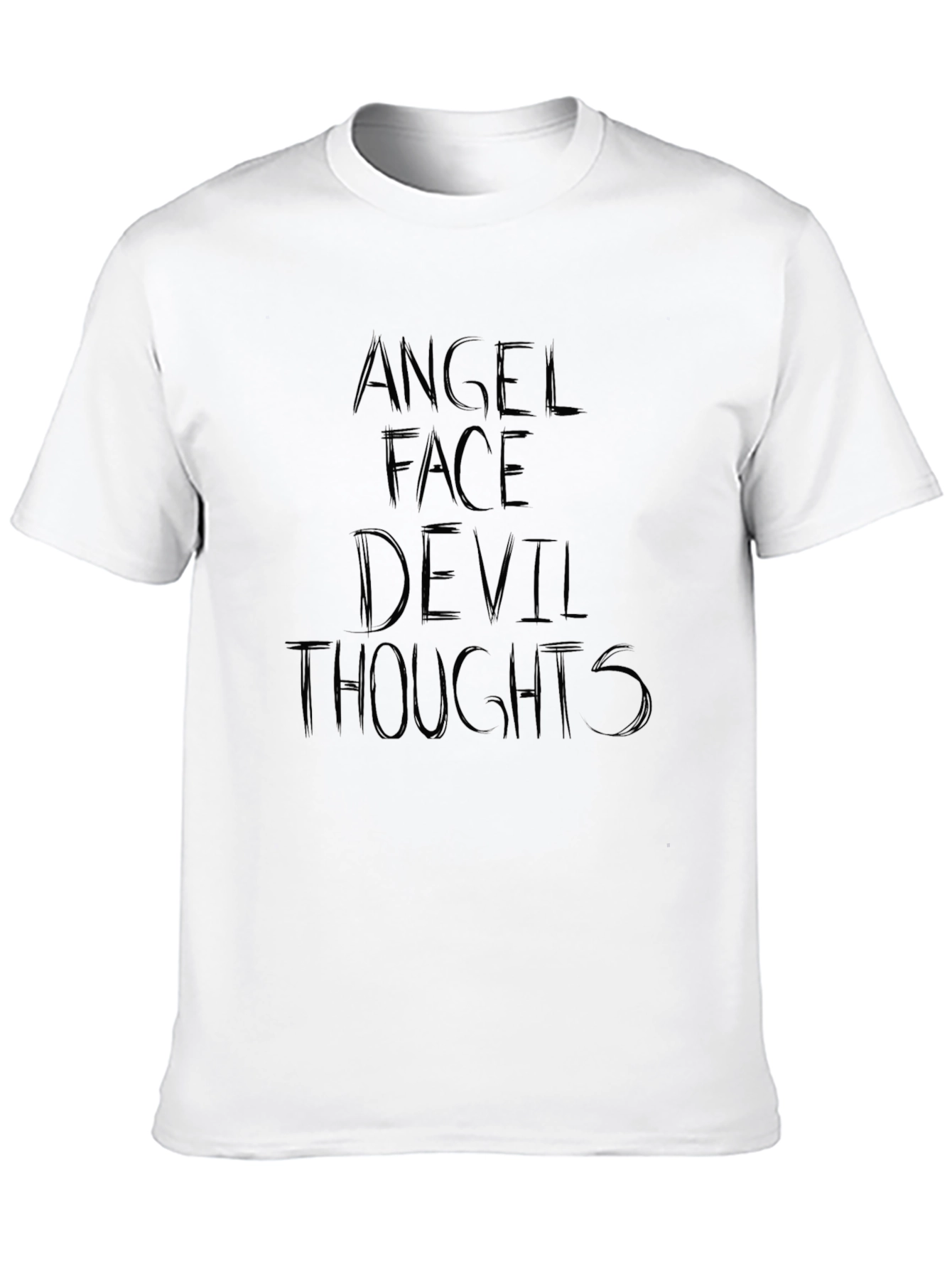 Angel Face Devil Thoughts Graphic Tee - Black