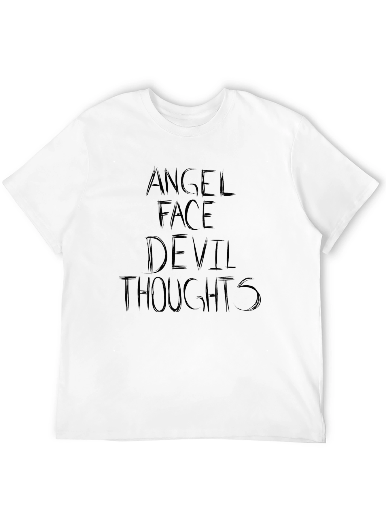 Angel Face Devil Thoughts Graphic Tee - Black