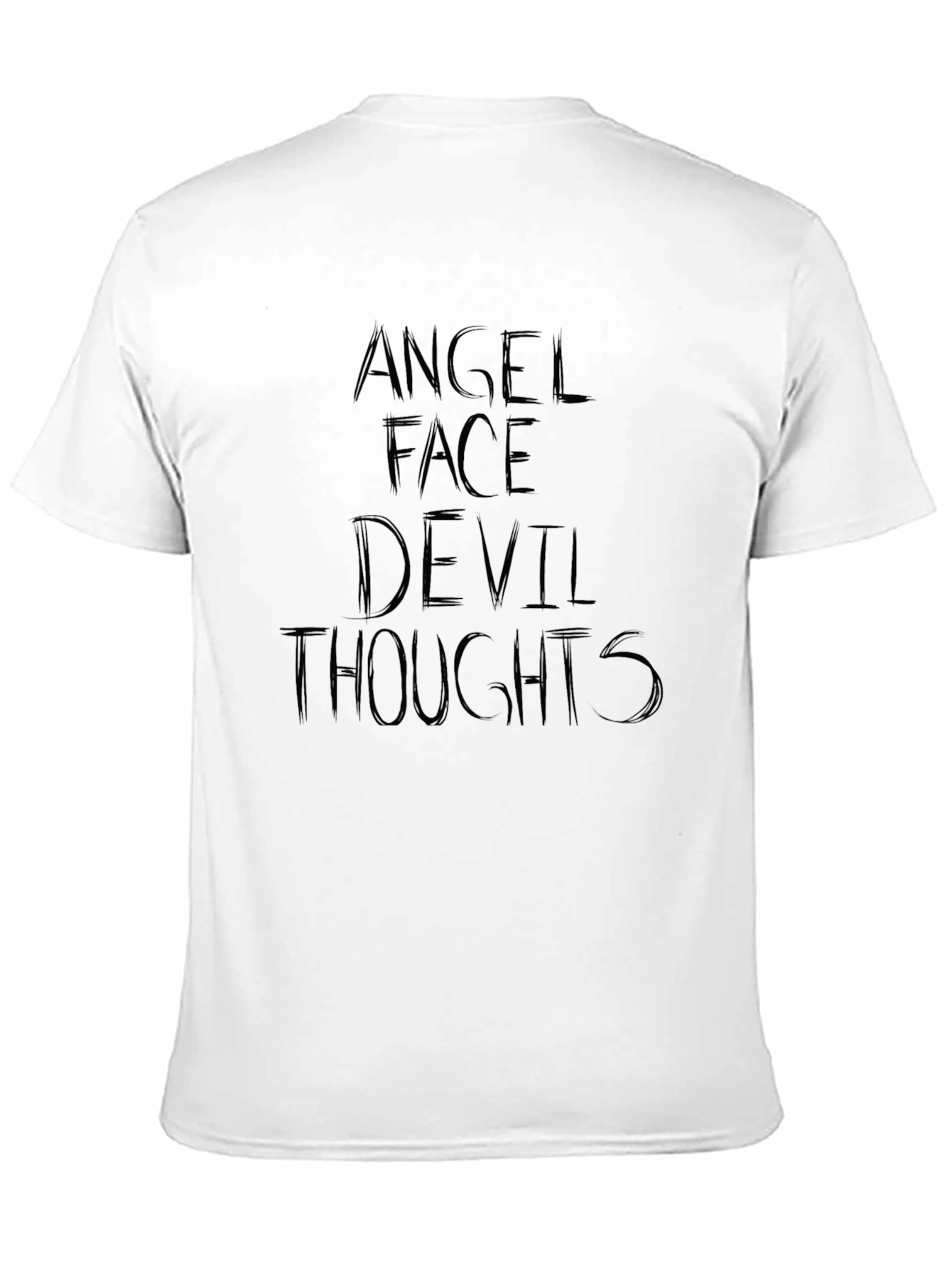 Angel Face Devil Thoughts Graphic Tee - Black