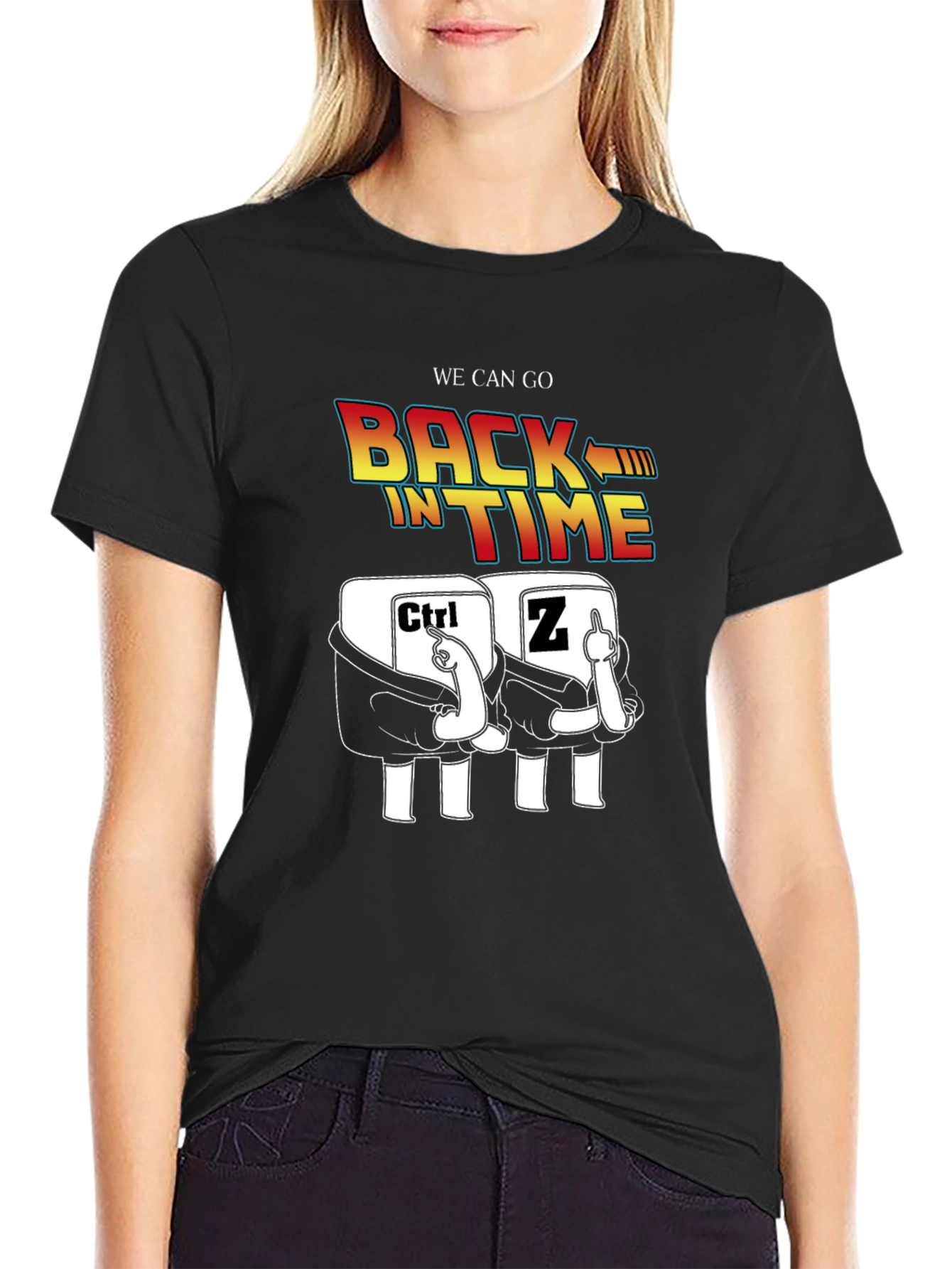 Ctrl+Z Back in Time Black T-Shirt
