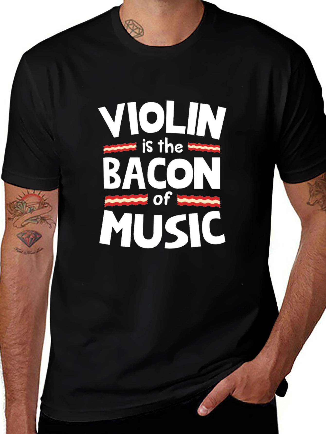 Violin Bacon Music T-Shirt Funny Musician Tee