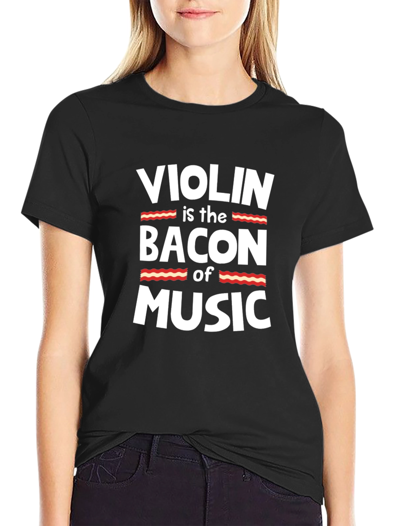 Violin Bacon Music T-Shirt Funny Musician Tee