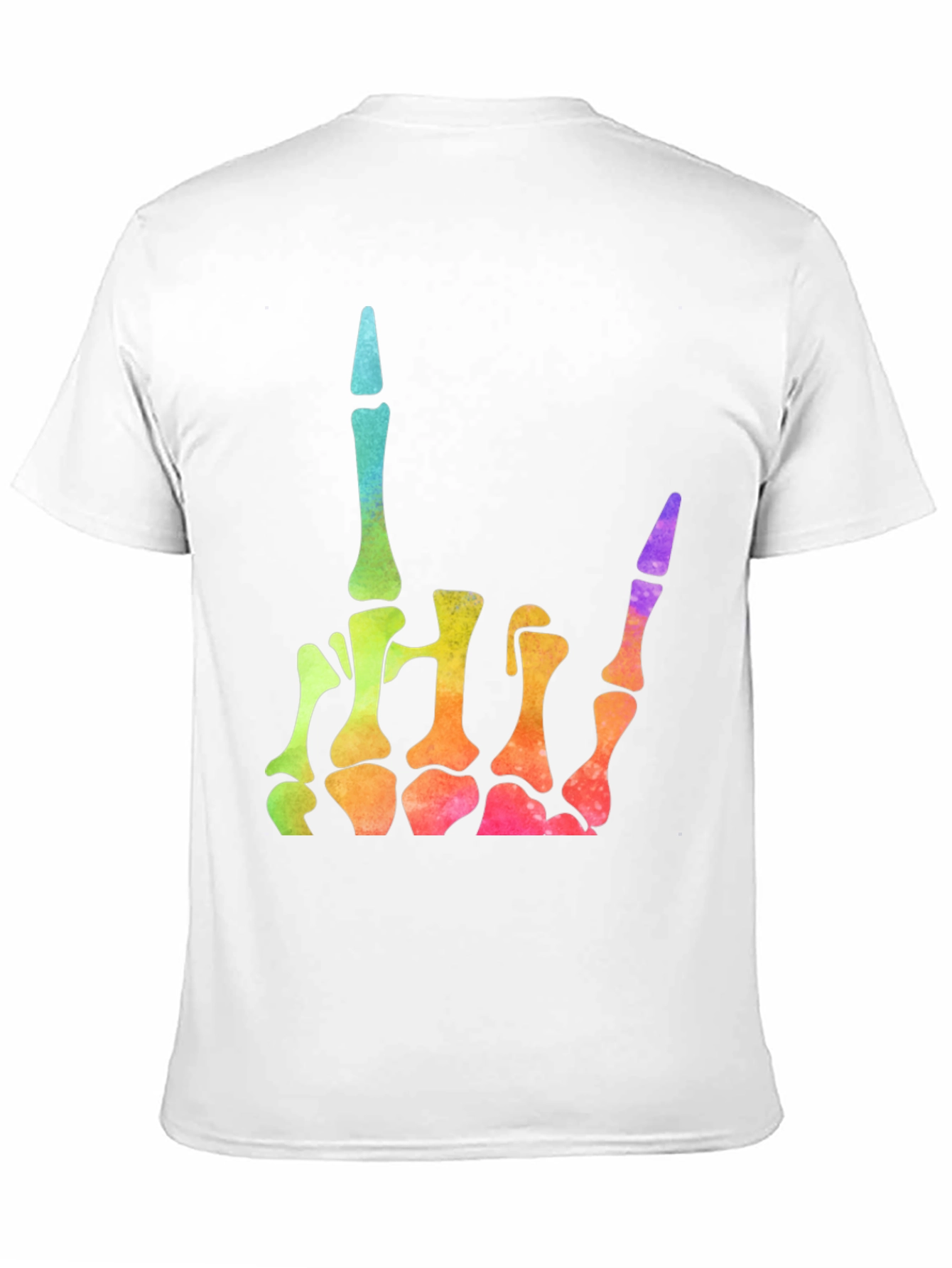 Rainbow Skeleton Hand Rock On T-Shirt