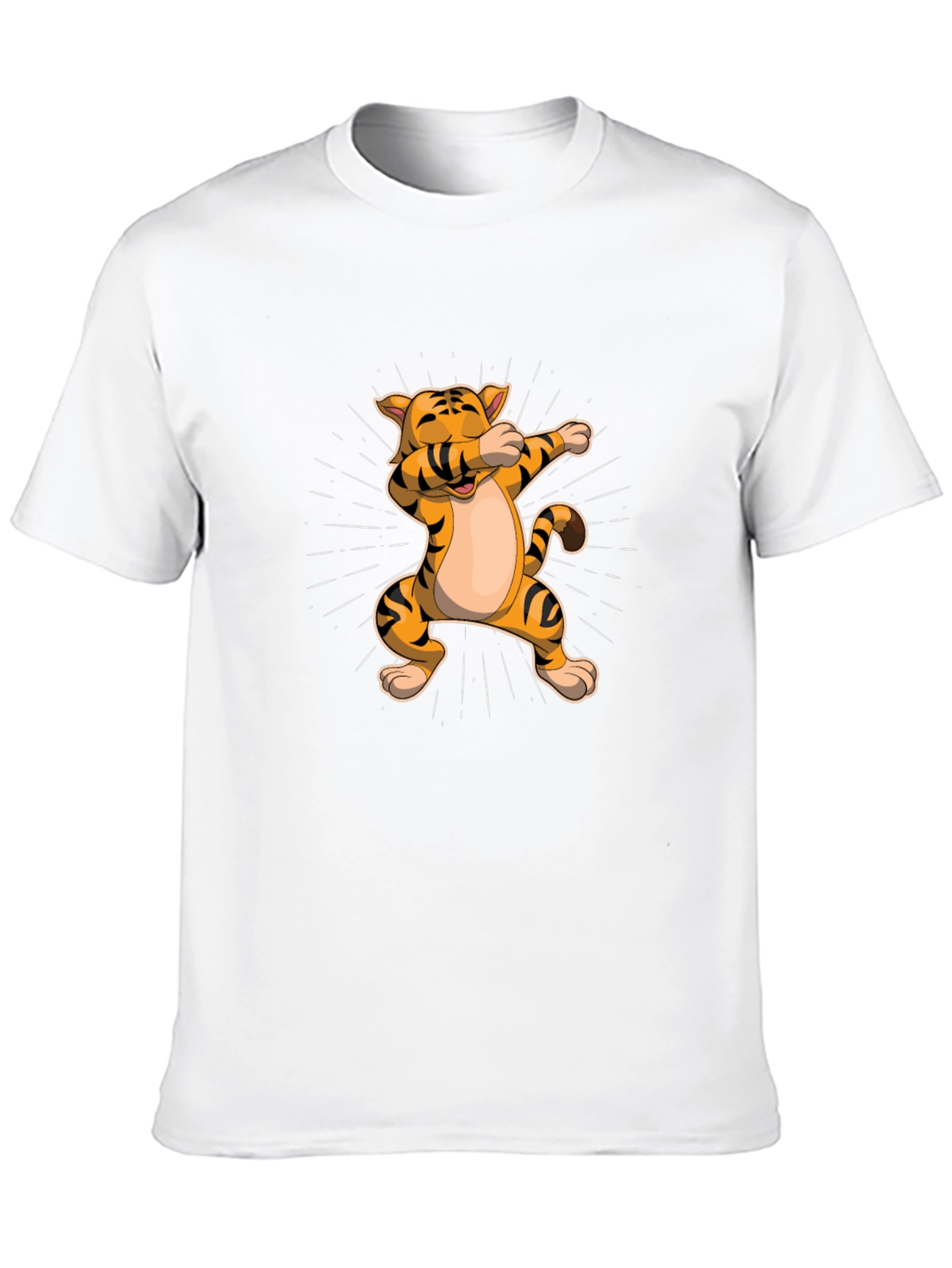Dabbing Tiger Graphic Tee - Trendy Black T-Shirt