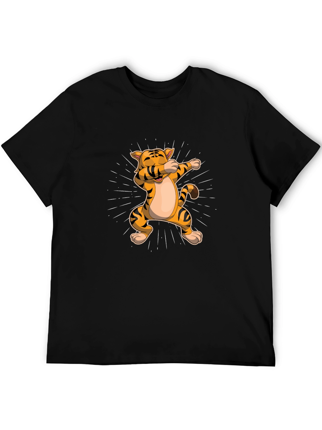 Dabbing Tiger Graphic Tee - Trendy Black T-Shirt