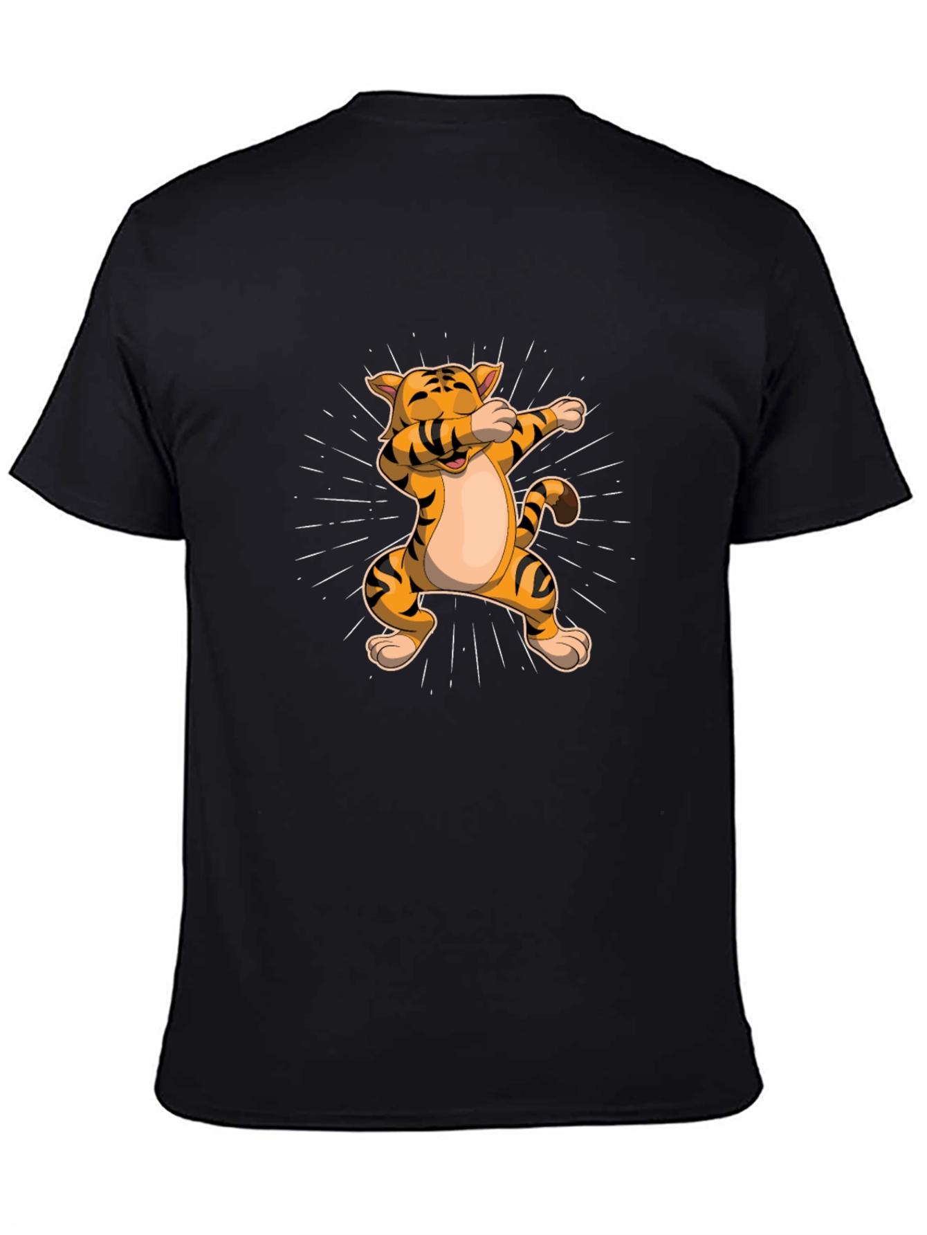 Dabbing Tiger Graphic Tee - Trendy Black T-Shirt
