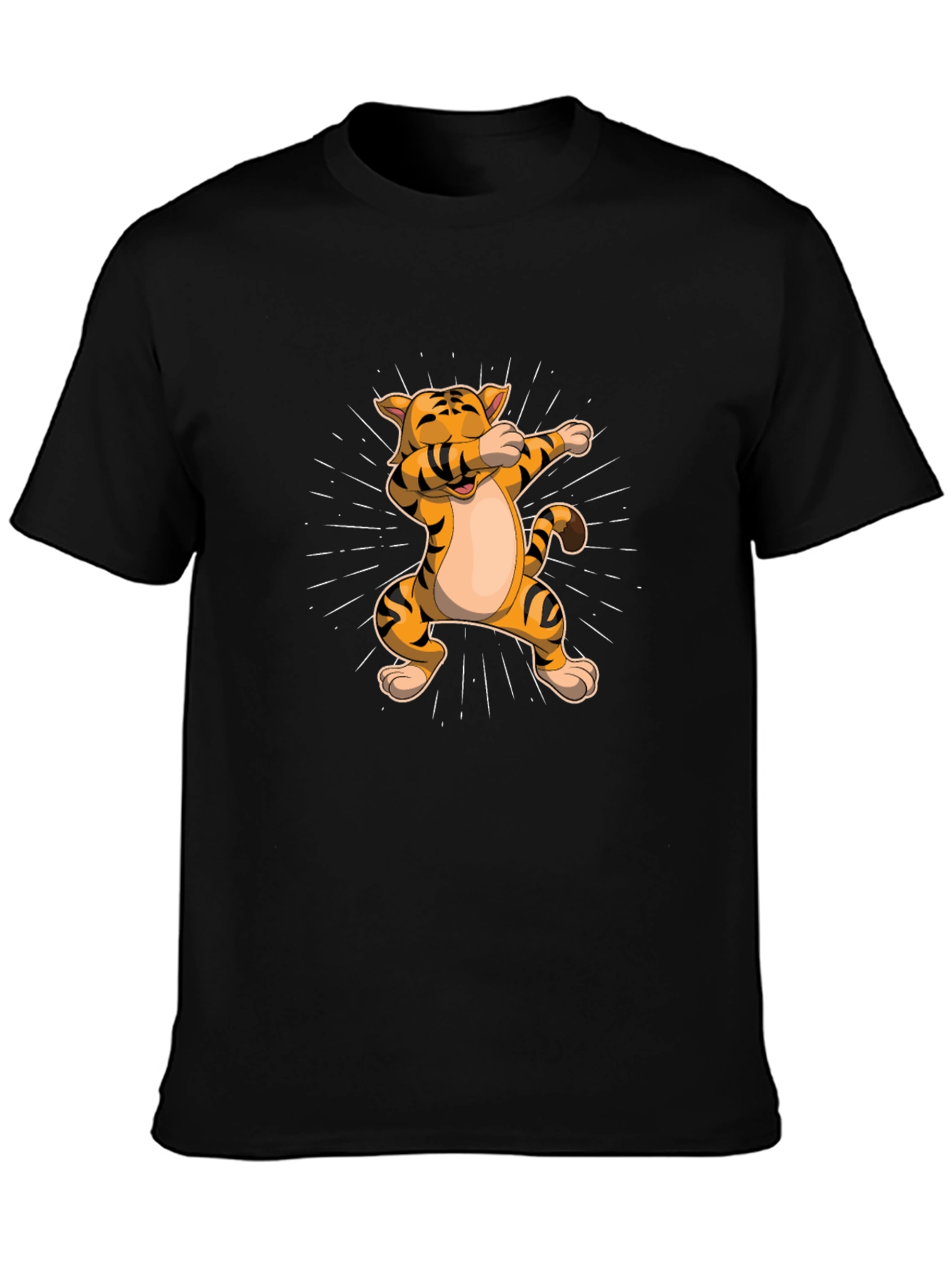 Dabbing Tiger Graphic Tee - Trendy Black T-Shirt