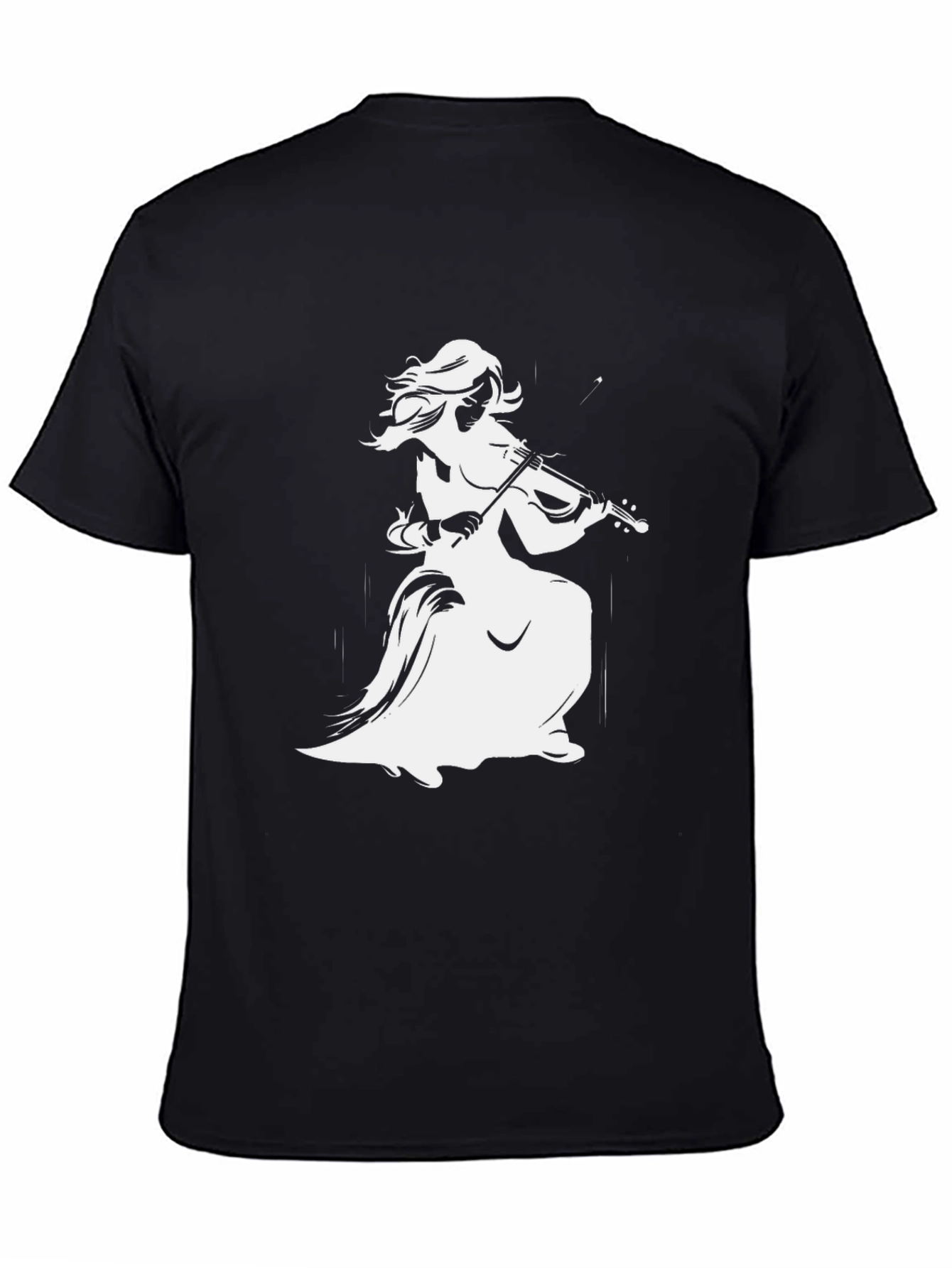 Black T-Shirt with Fiddler Graphic Print