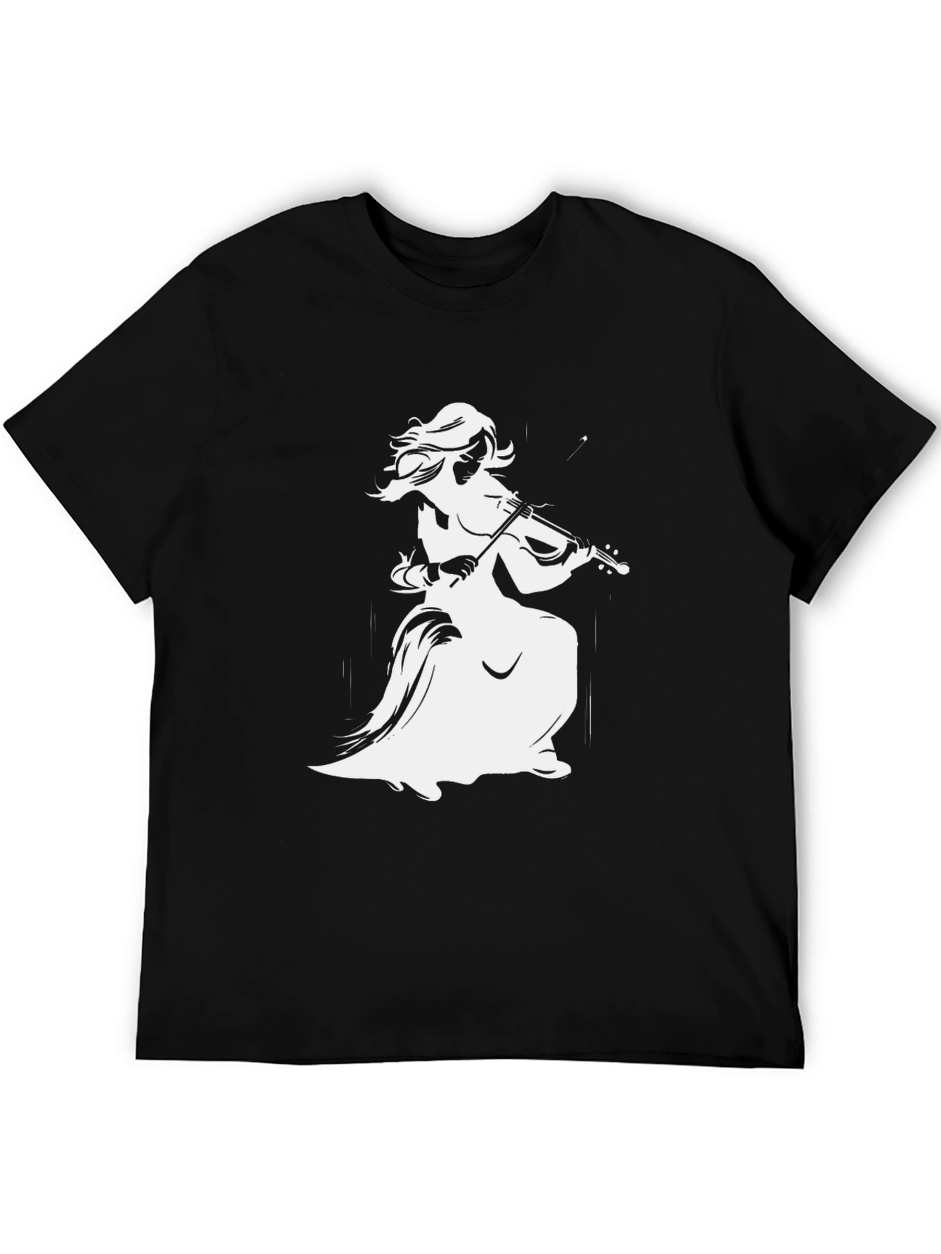Black T-Shirt with Fiddler Graphic Print