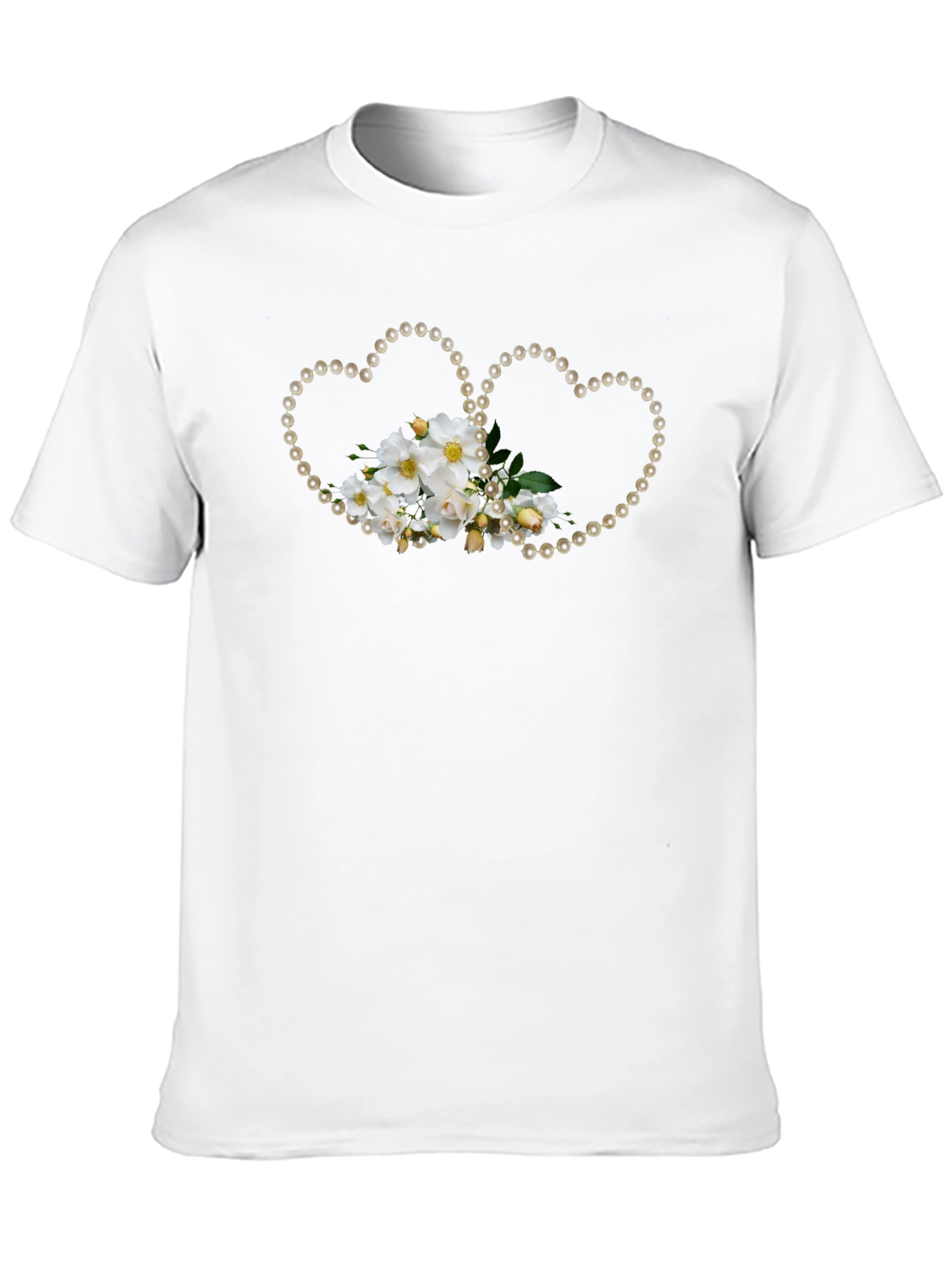 Floral Heart Pearl T-Shirt - Black